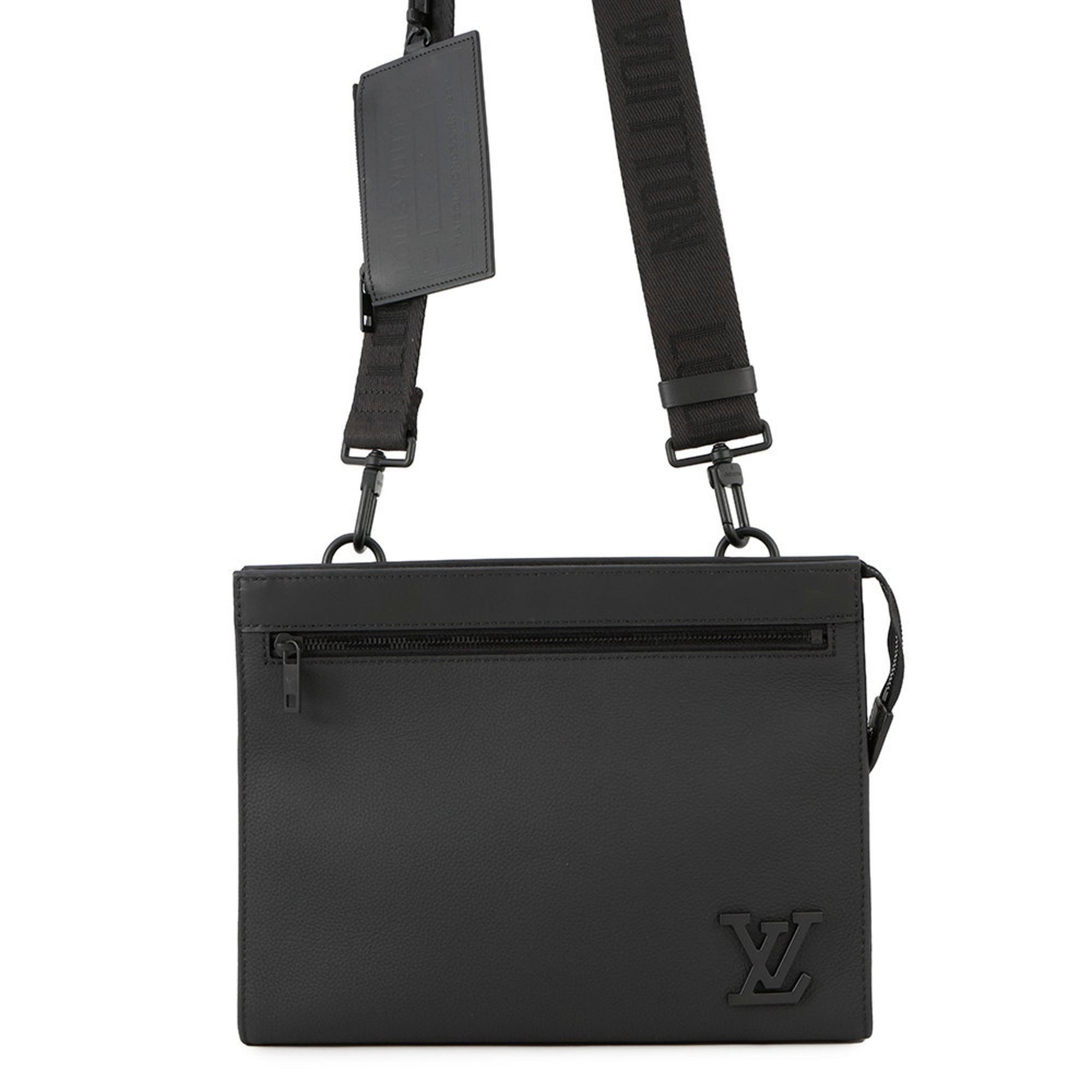 Louis Vuitton Voyage Aerogram Leather Shoulder Bag M59329, Black