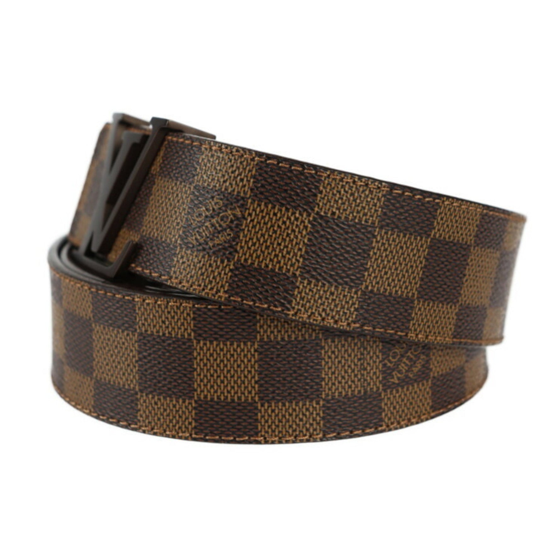 LOUIS VUITTON Louis Vuitton Santur LV Initial Damier Belt M9807 Size 100 40 Leather Ebene Brown
