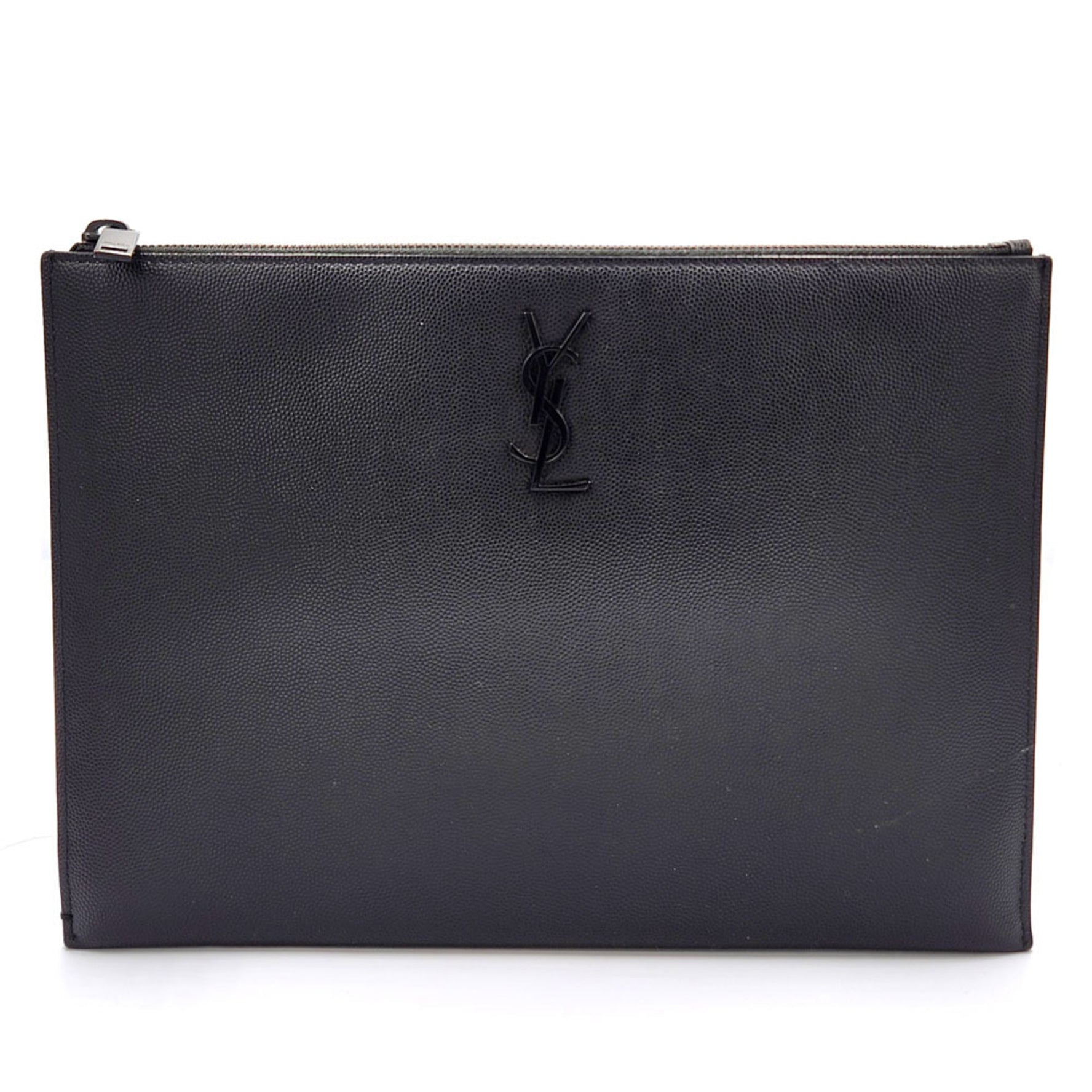 Saint Laurent Paris Clutch Bag Black Leather Men's Women's