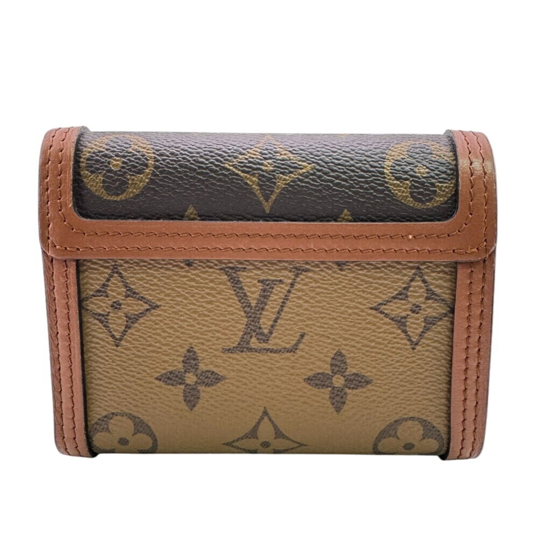 LOUIS VUITTON Portefeuille Dauphine Compact Monogram Reverse Tri-fold Wallet Brown