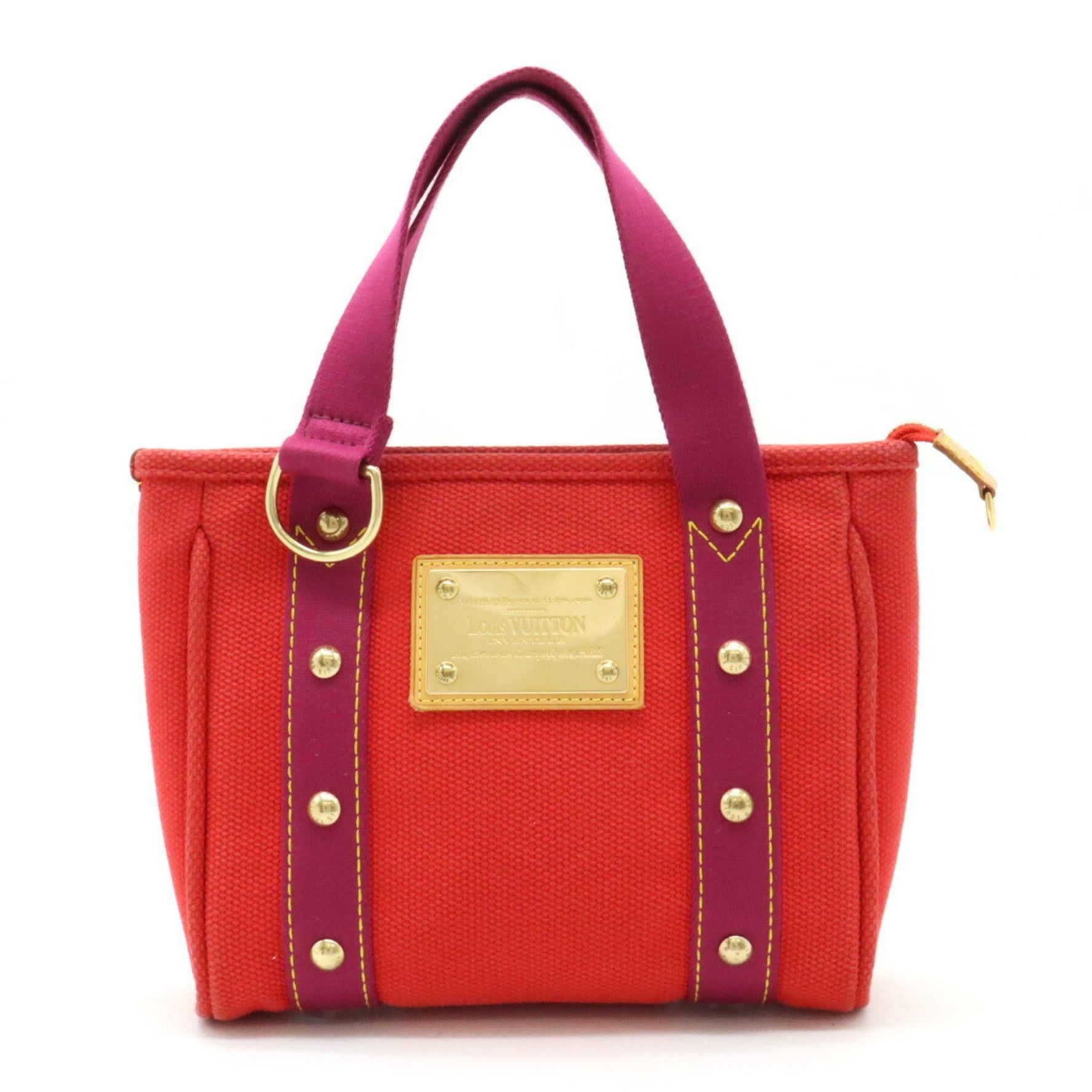 Louis Vuitton Antigua Cabas PM Handbag Tote Bag Canvas Red