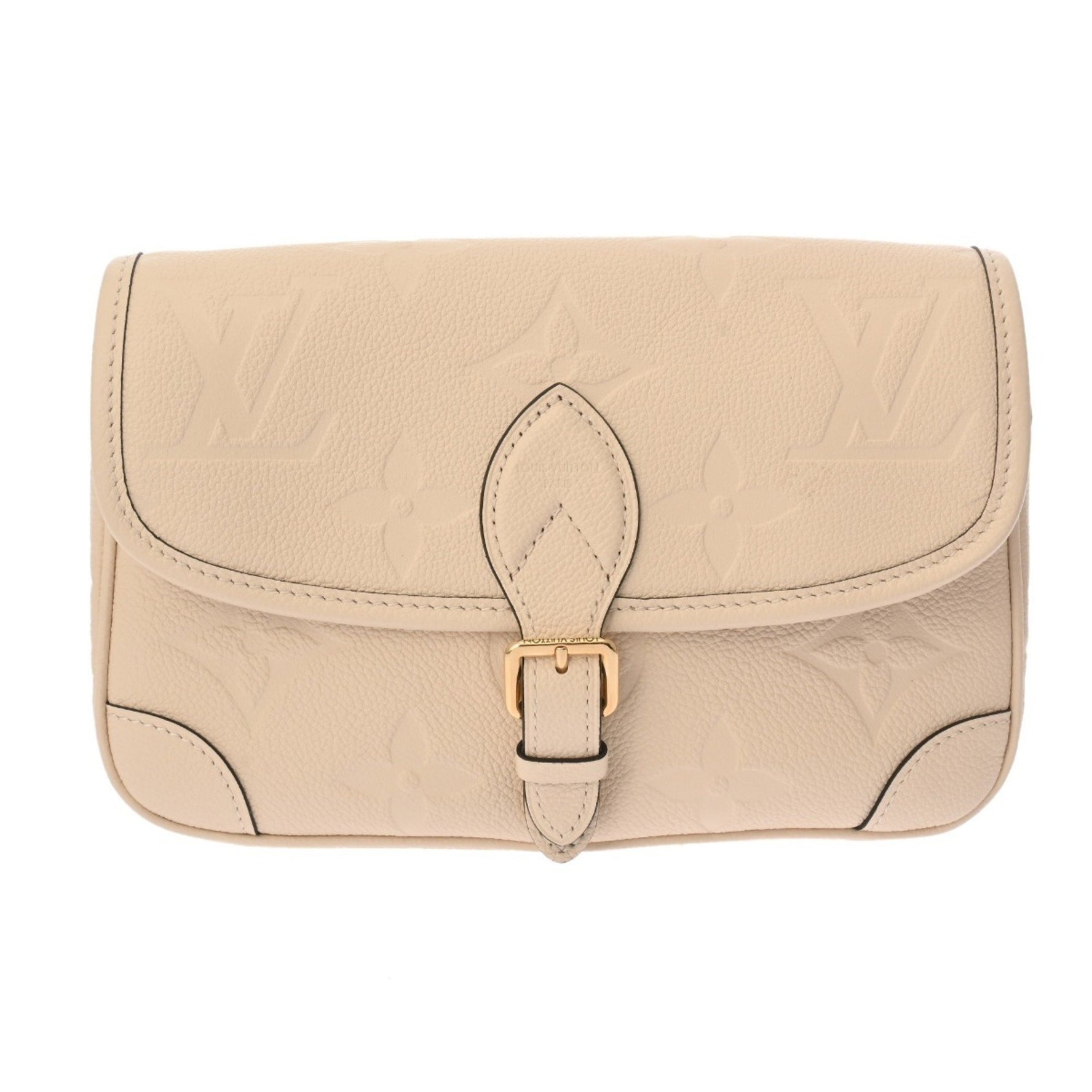 LOUIS VUITTON Monogram Empreinte Diane Creme Leather Shoulder Bag