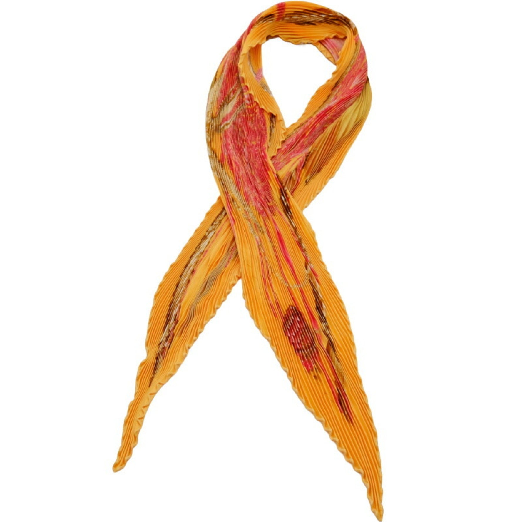 HERMES Scarf/Muffler Pleated Carré Jardin Creole Paradise 100% Silk Orange Yellow