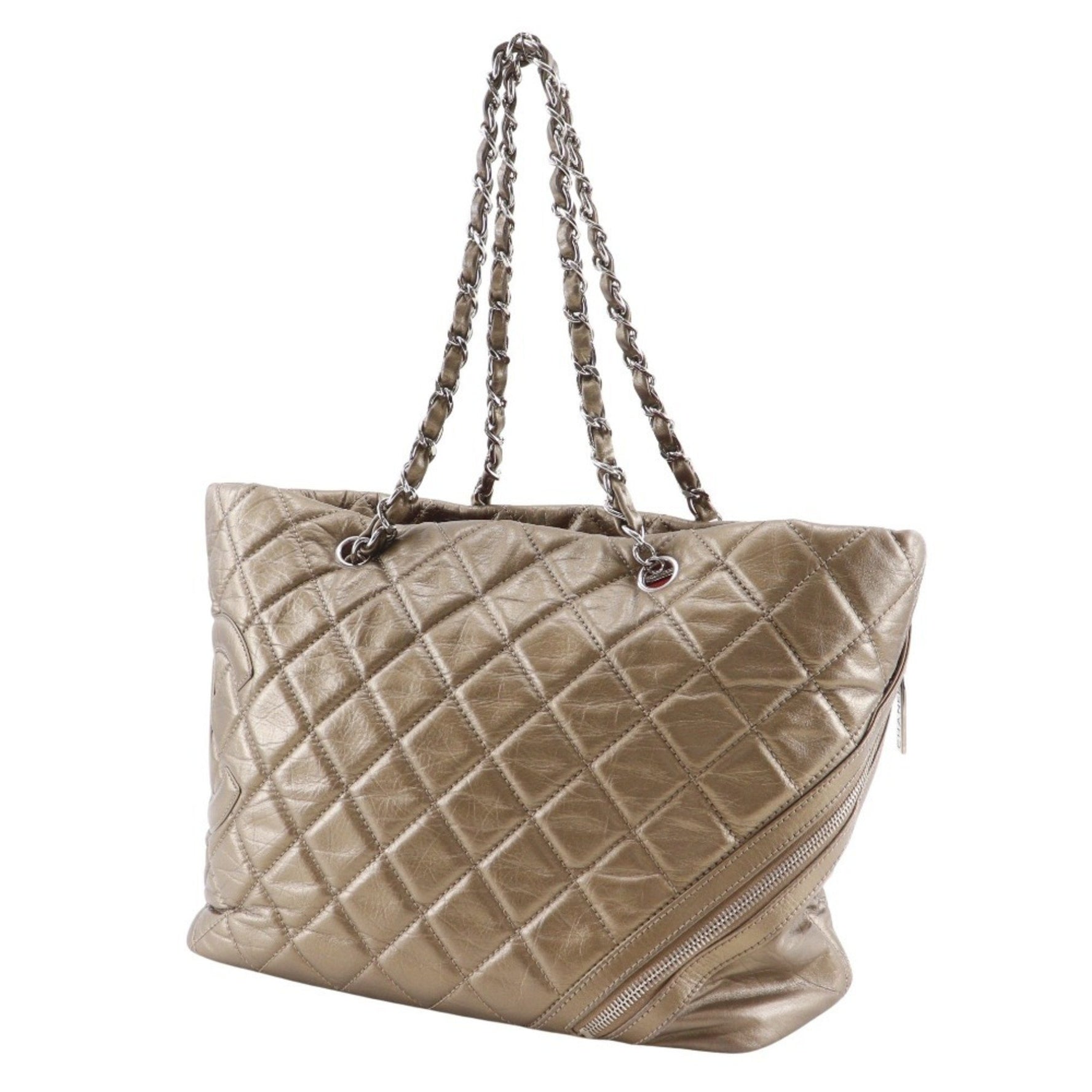 CHANEL Cotton Club Cambon Line Tote Bag Leather Gold Zipper