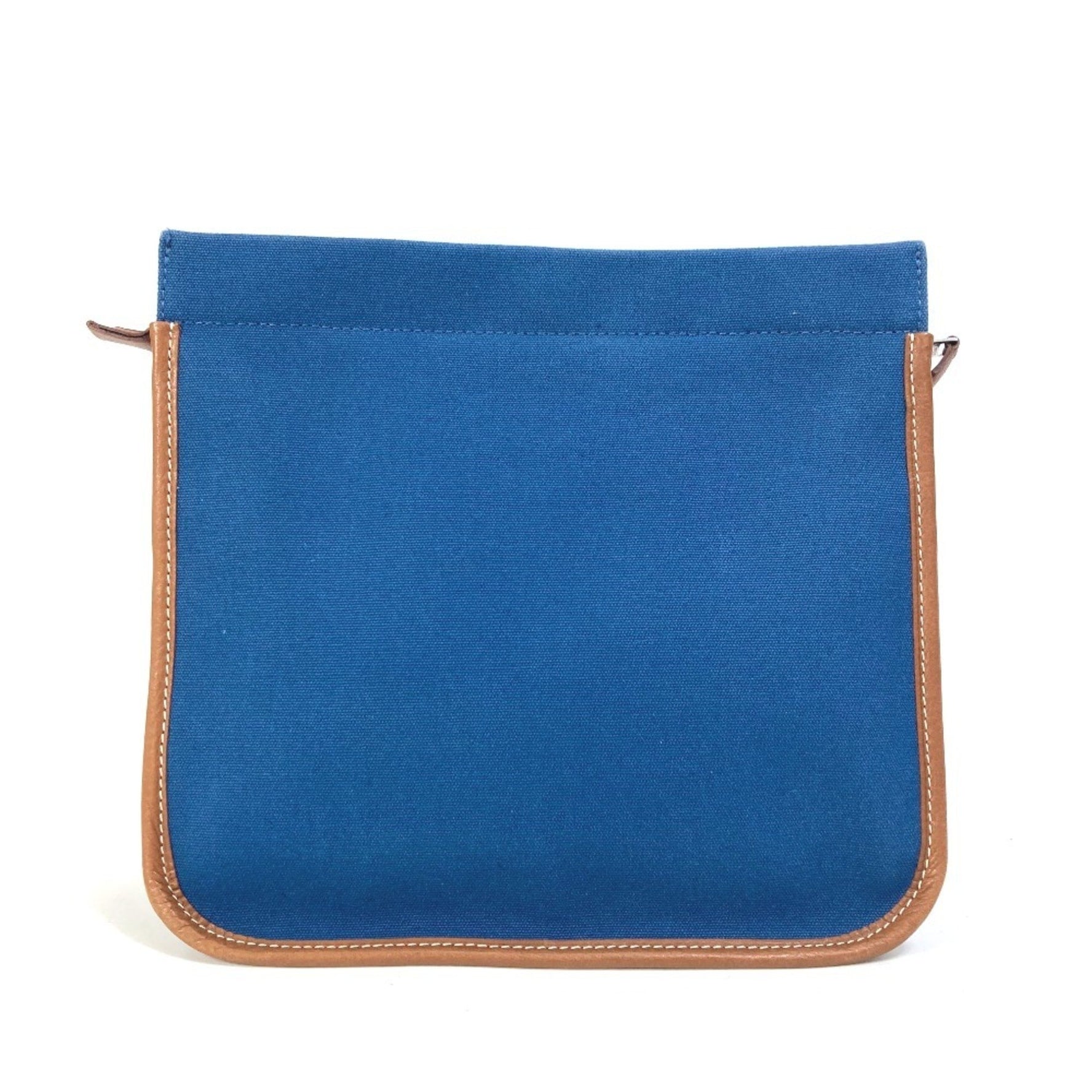 HERMES Embroidered Logo Camaieu Pouch, Makeup Bag-in-Bag Clutch Bag, Canvas/Leather, Navy