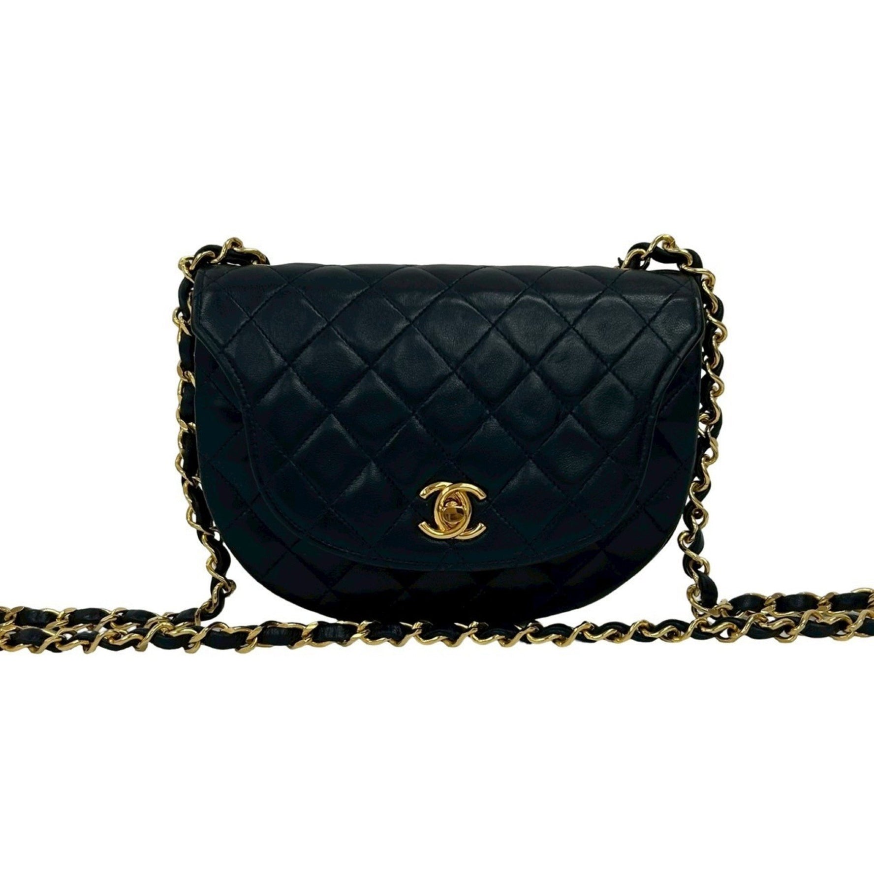 CHANEL Matelasse Coco Mark Lambskin Chain Shoulder Bag Pochette