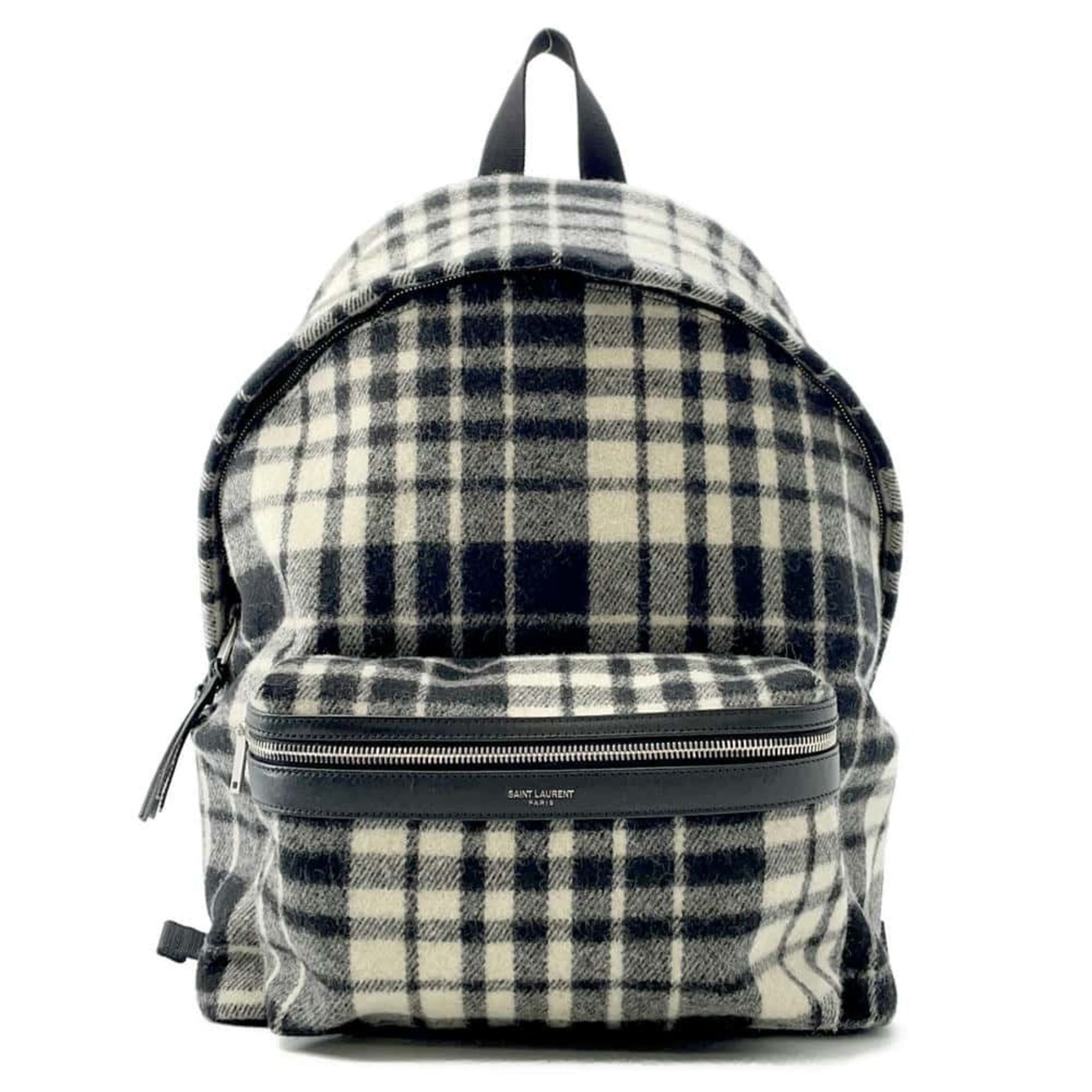 Saint Laurent Backpack City Canvas Black White