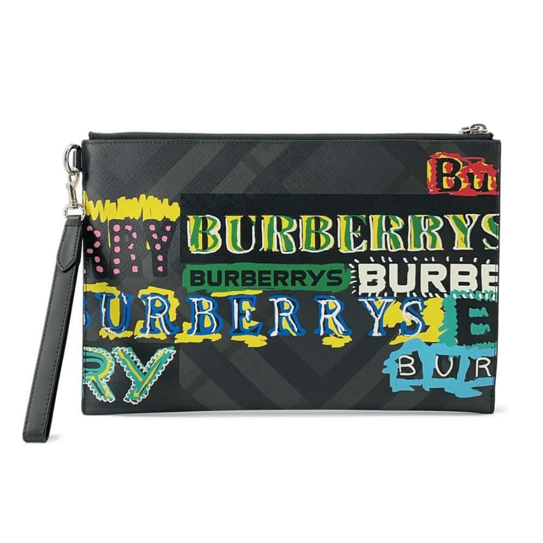 Burberry Clutch Bag Leather BURBERRY Men's Black