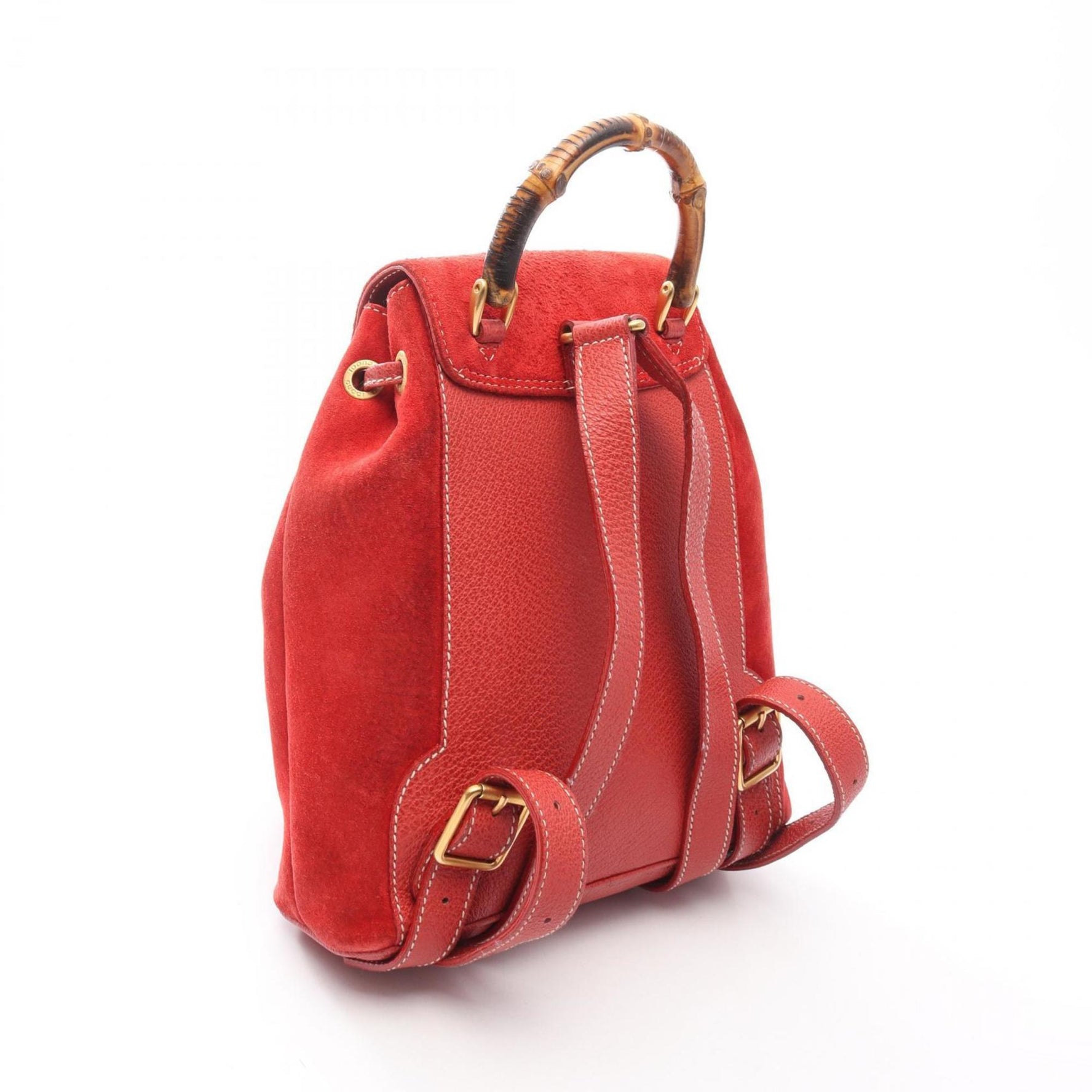 Gucci Bamboo Backpack Bag in Suede and Leather, Red, 003 1956 0030