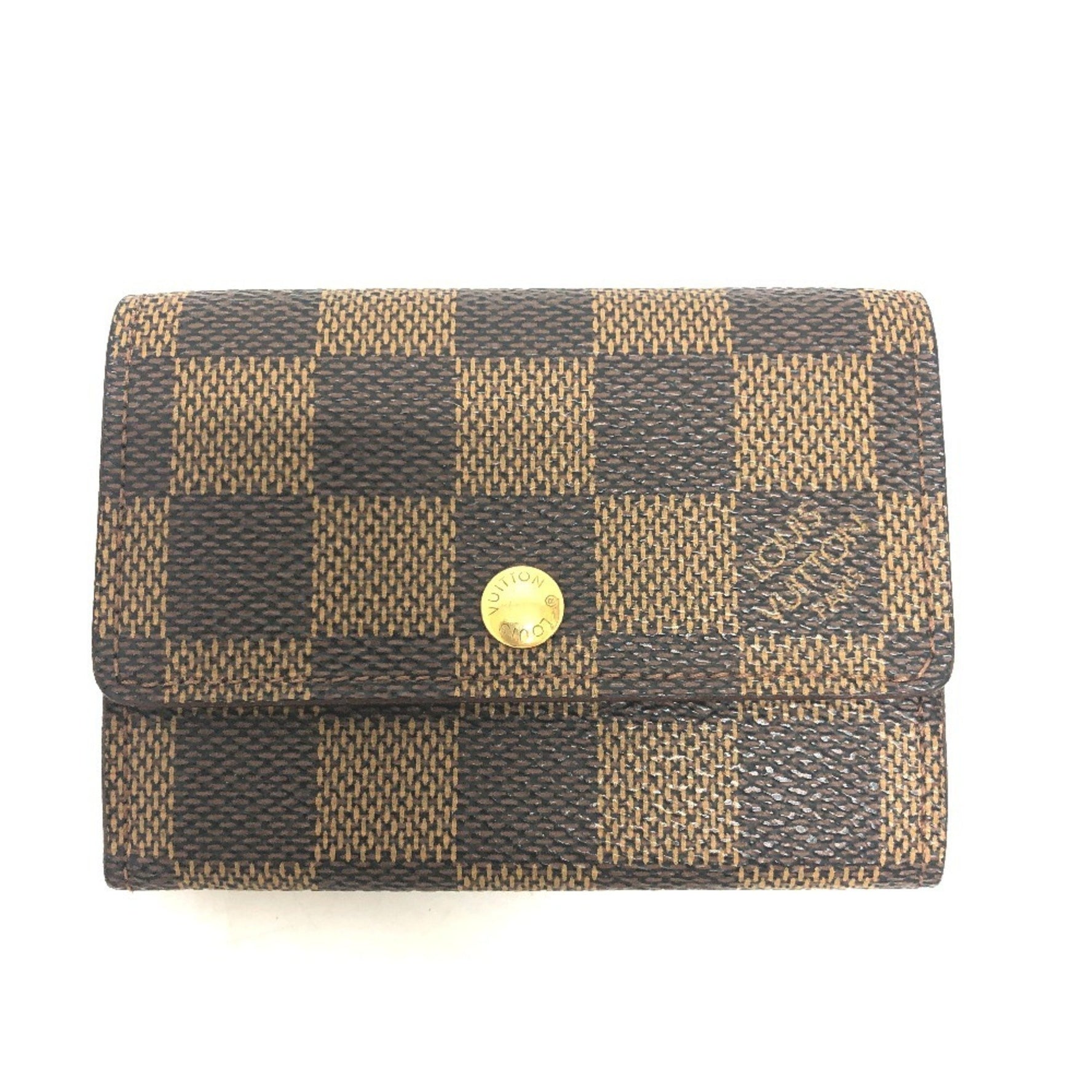 Louis Vuitton Porto Monnaie Plat Coin Purse Wallet Mini Accessories Wallets & Cases Damier Canvas Ebene