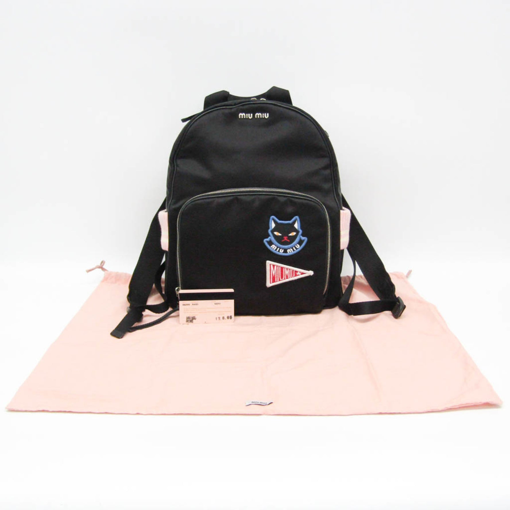 Miu Miu Cat Applique Nylon,Knit Backpack
