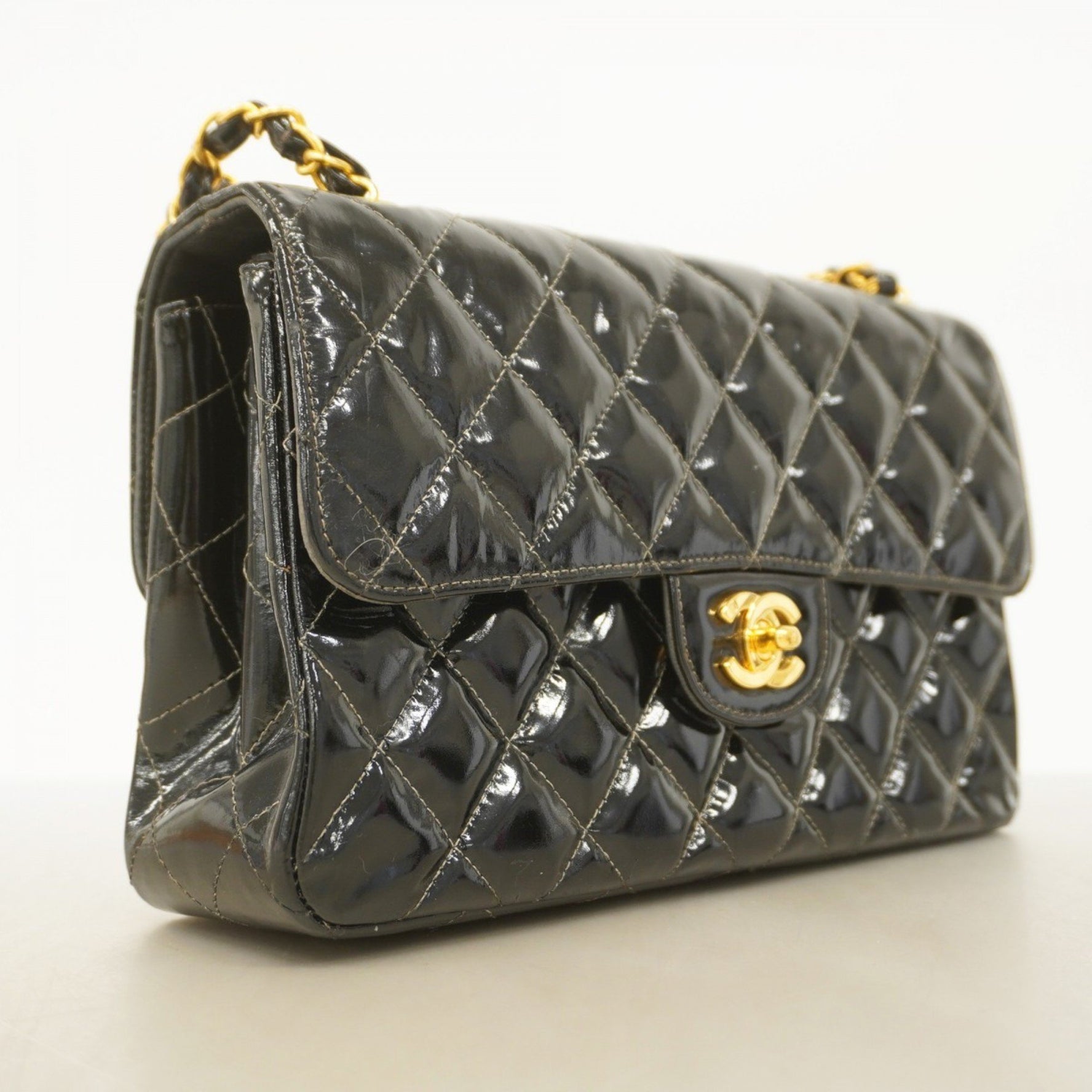 Chanel Matelasse Shoulder Bag with Double Chain, Double-Face Patent Leather