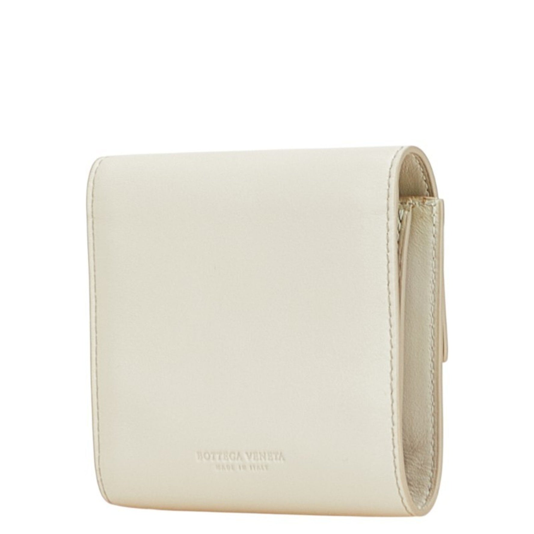Bottega Veneta Logo Compact Wallet in White and Ivory Leather