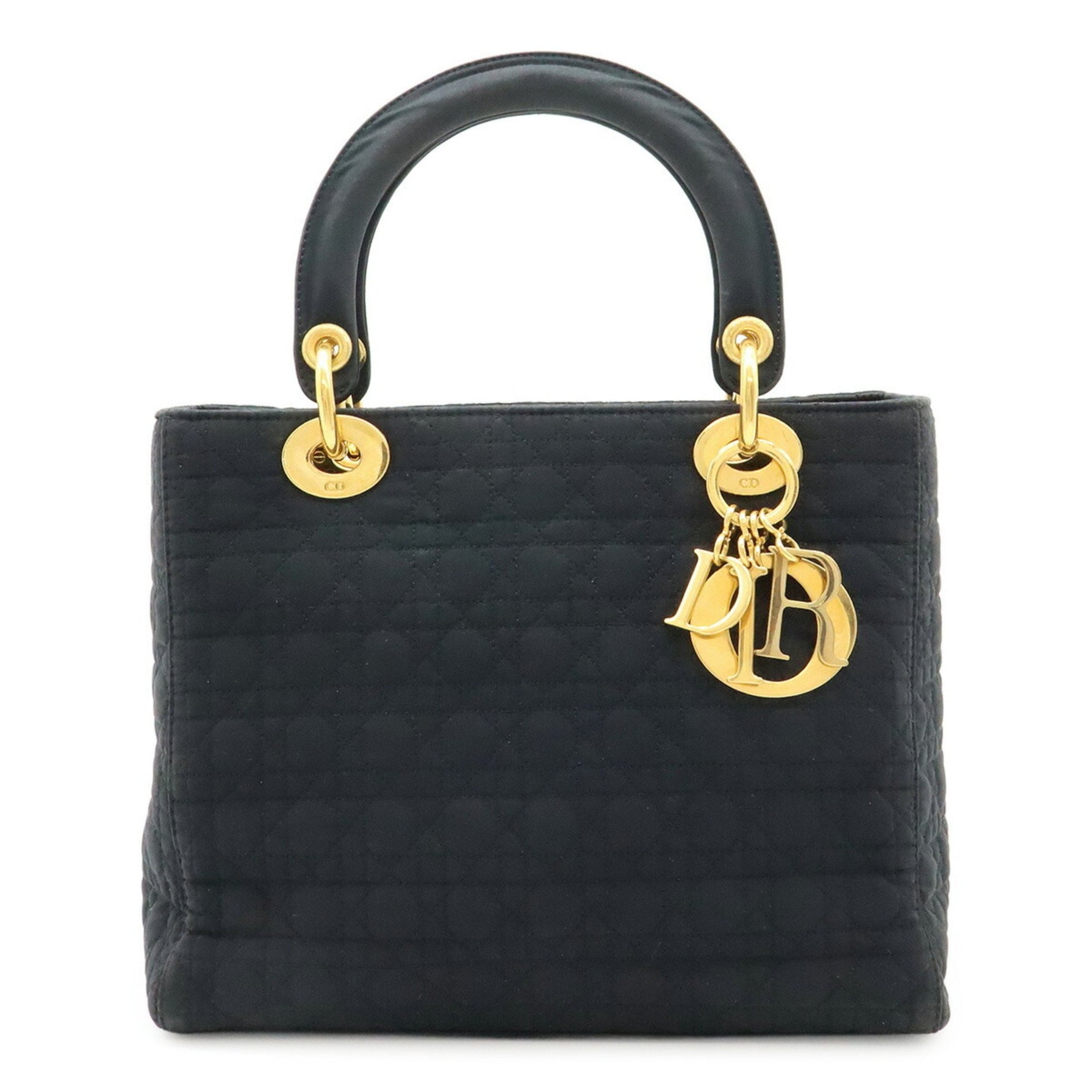 Christian Dior Lady Cannage Handbag Tote Bag in Black Nylon