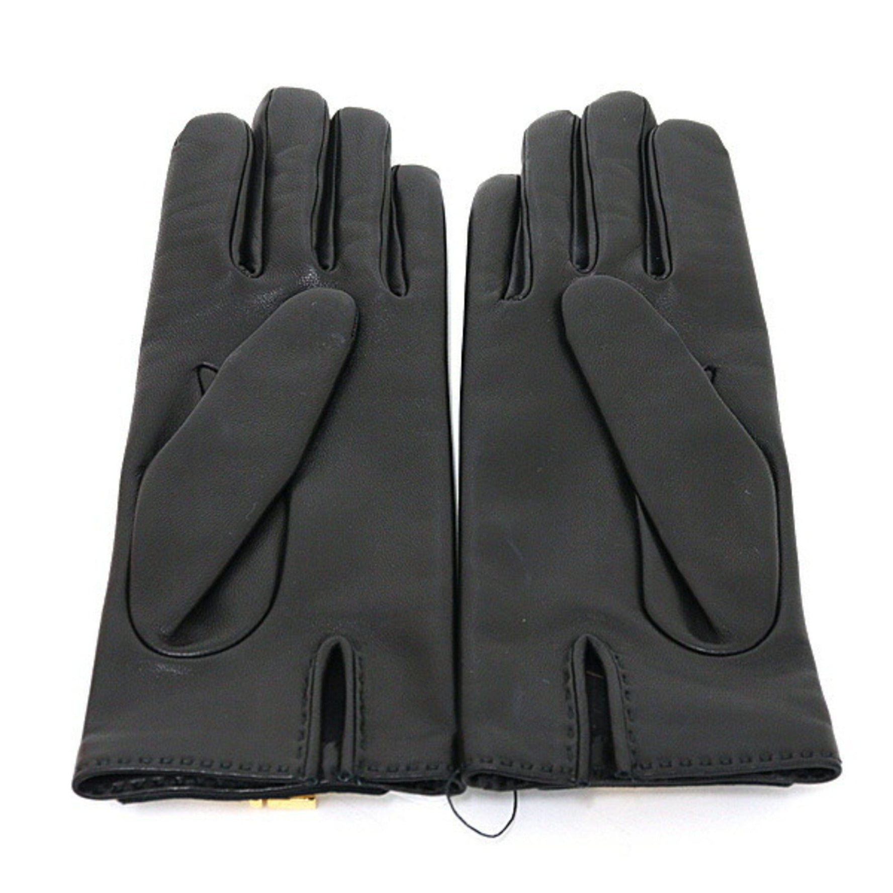 Hermes Gloves Soya Anjou Glacé Black/Kelly Cadena Lamb Leather