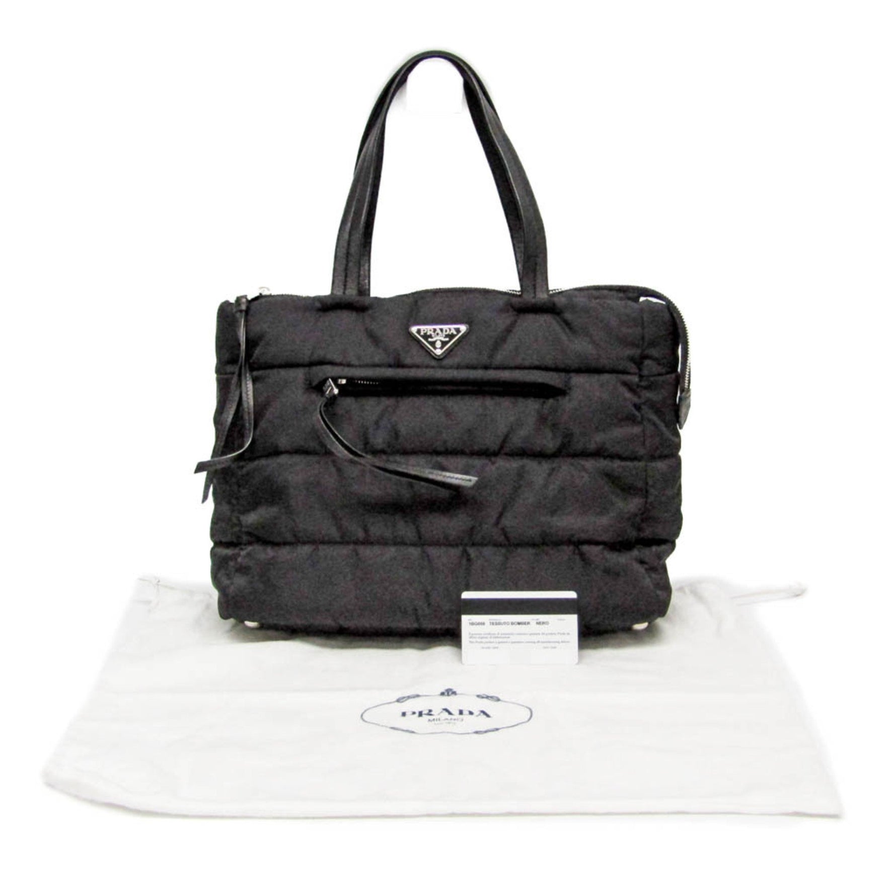 Prada TESSUTO BOMBER 1BG059 Women's Nylon Handbag Black