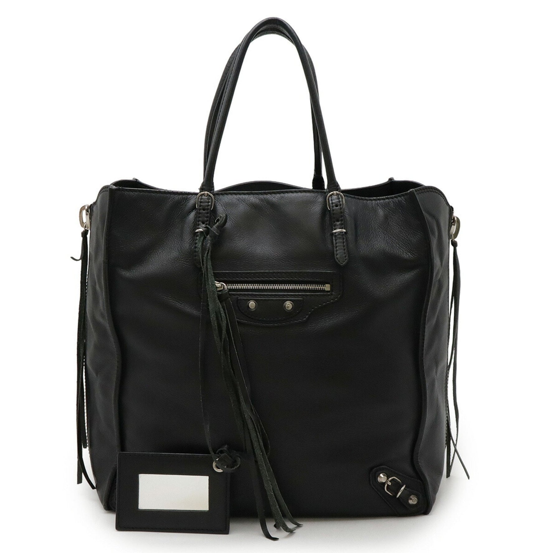 BALENCIAGA The Paper Tote Bag, Black Leather,