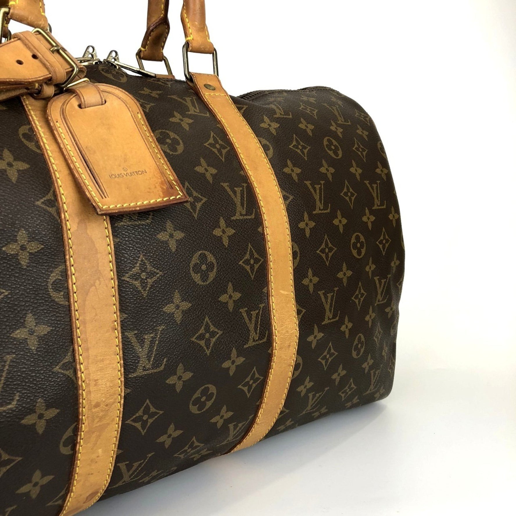 LOUIS VUITTON Keepall 50 Boston Bag, Monogram Canvas, Brown, Travel Bag for Men and Women