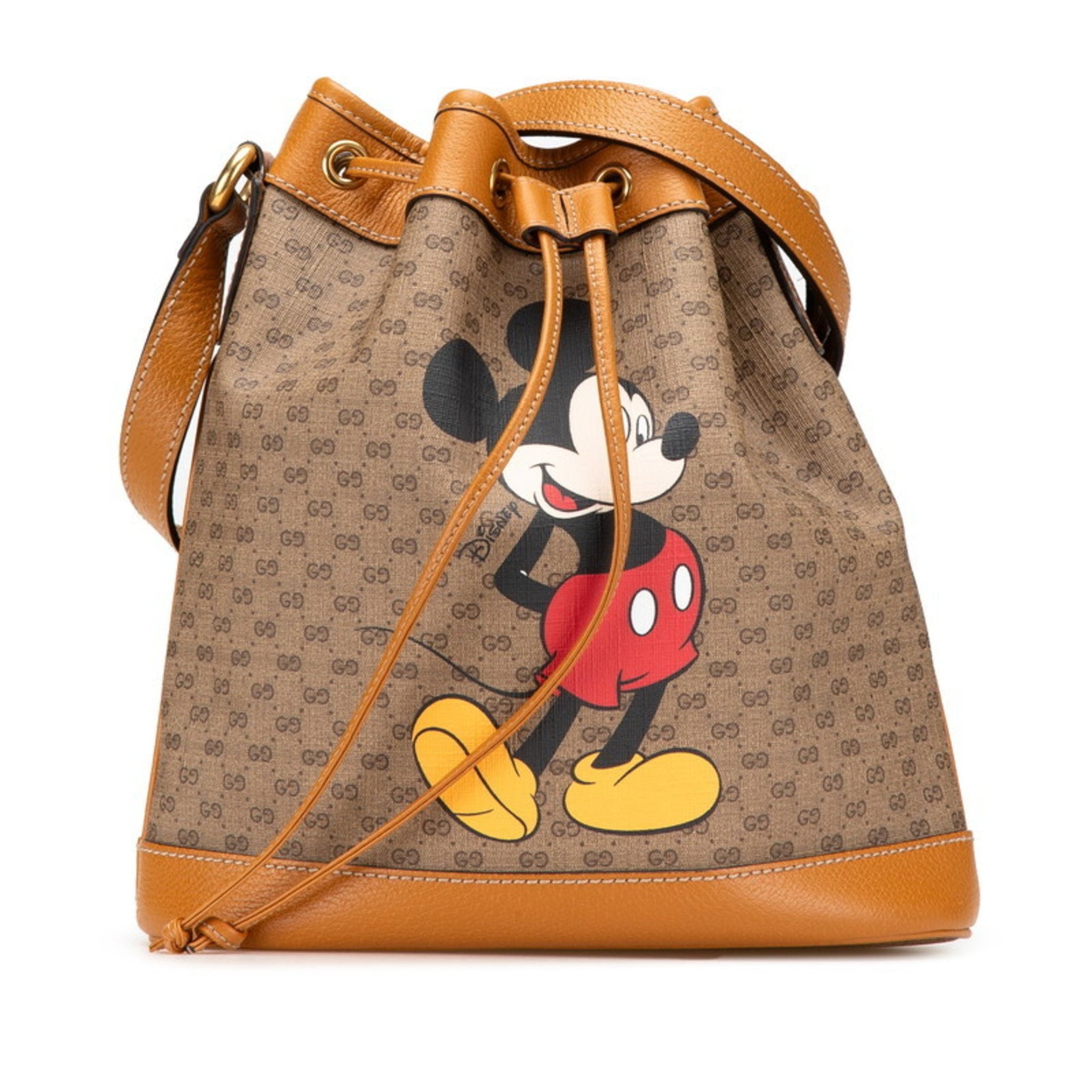 Gucci x Disney Mini GG Supreme Mickey Mouse Bucket Bag/Shoulder Bag Brown PVC Leather Women's GUCCI