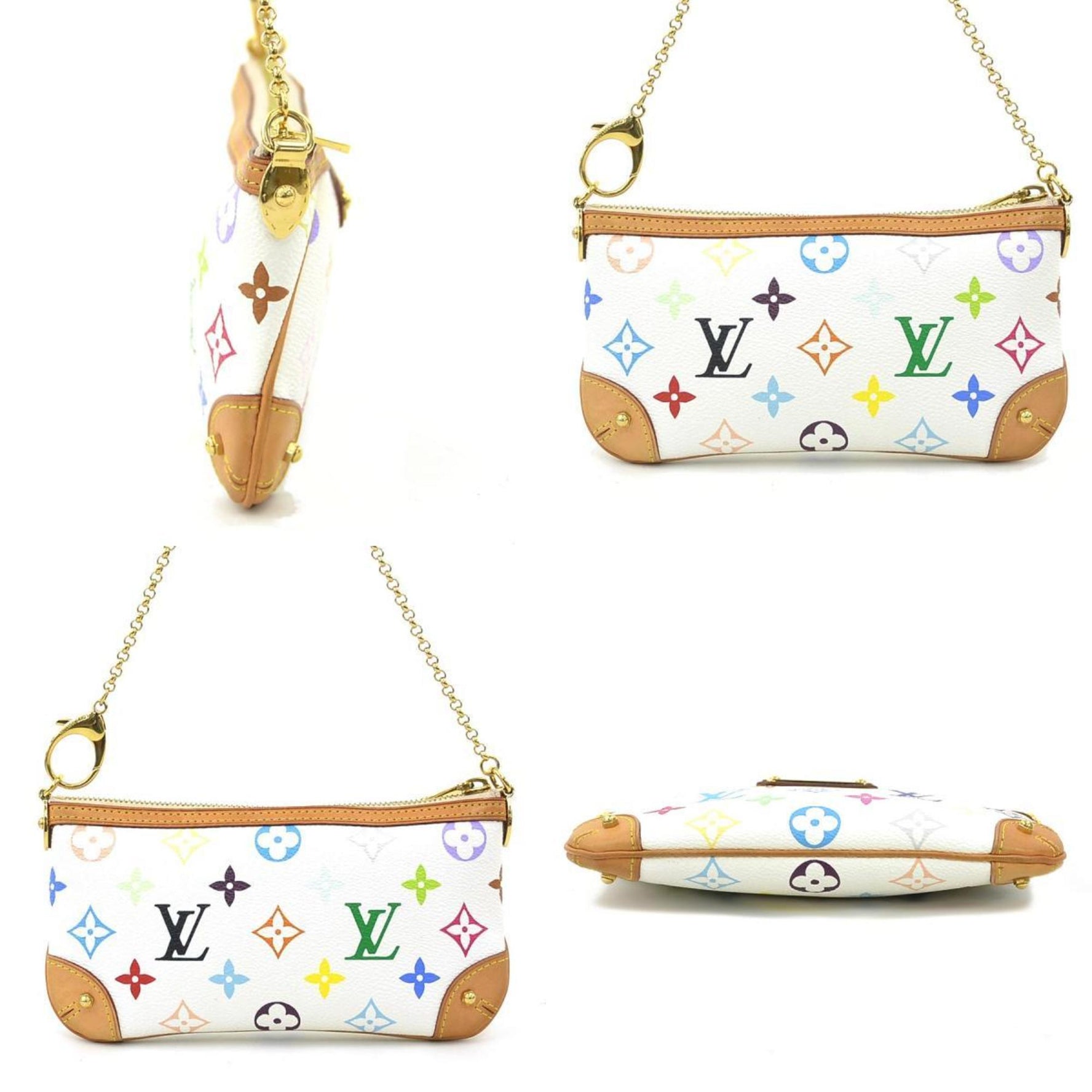 Louis Vuitton Handbag Monogram Multicolor Pochette Mila MM Blanc Gold