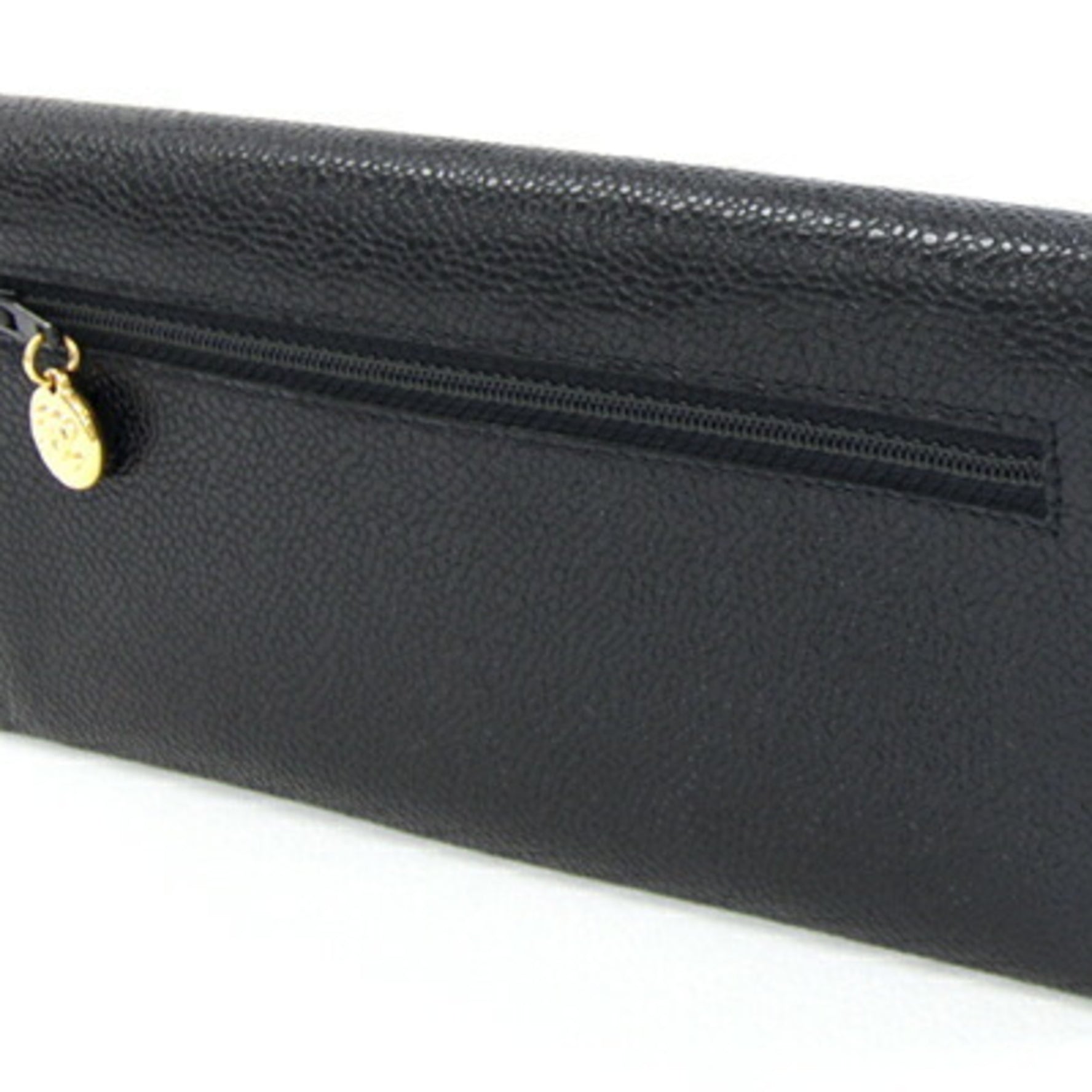 Chanel bi-fold long wallet with Coco mark, caviar leather, old ladies', deca-coco