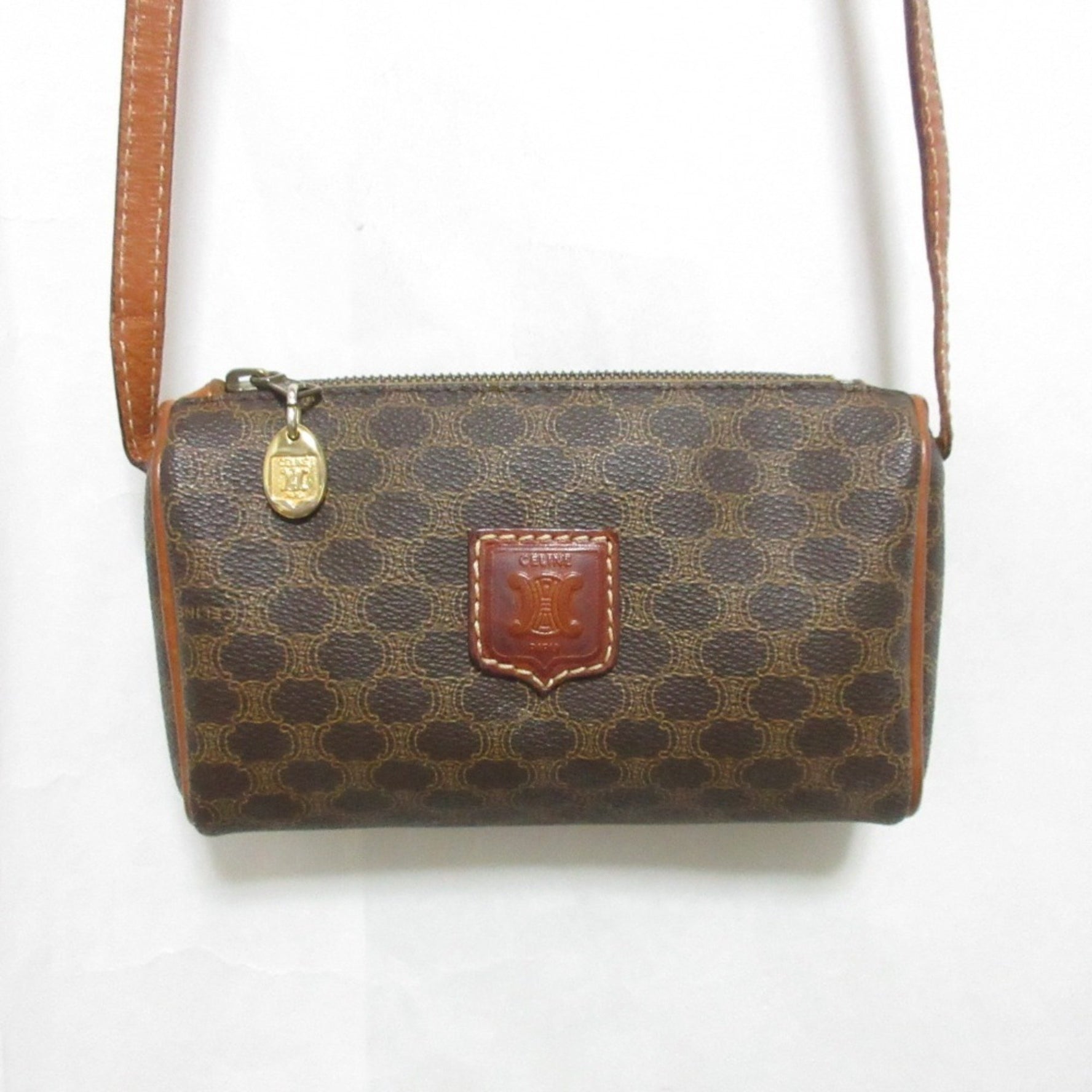 CELINE Vintage Macadam Blazon Embossed Shoulder Bag Pouch
