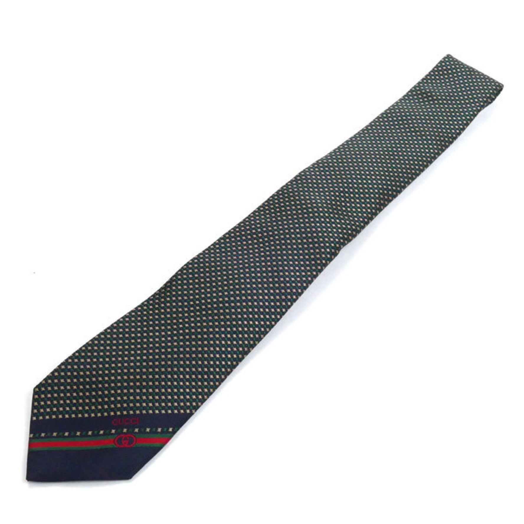 GUCCI Animalier Bee Tie Green Multicolor