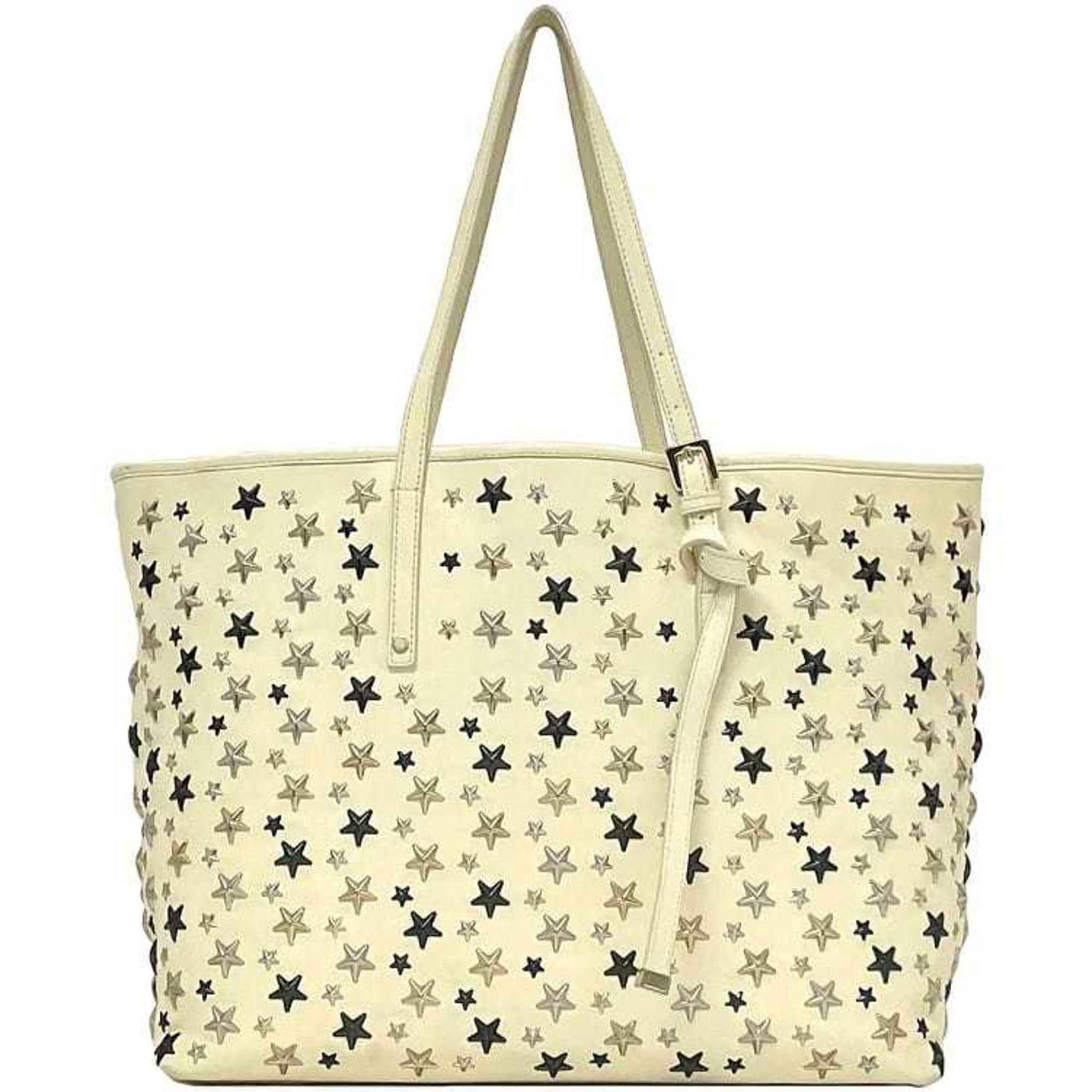 Jimmy Choo Tote Bag Sophia Cream White Leather Studs Star Women Men