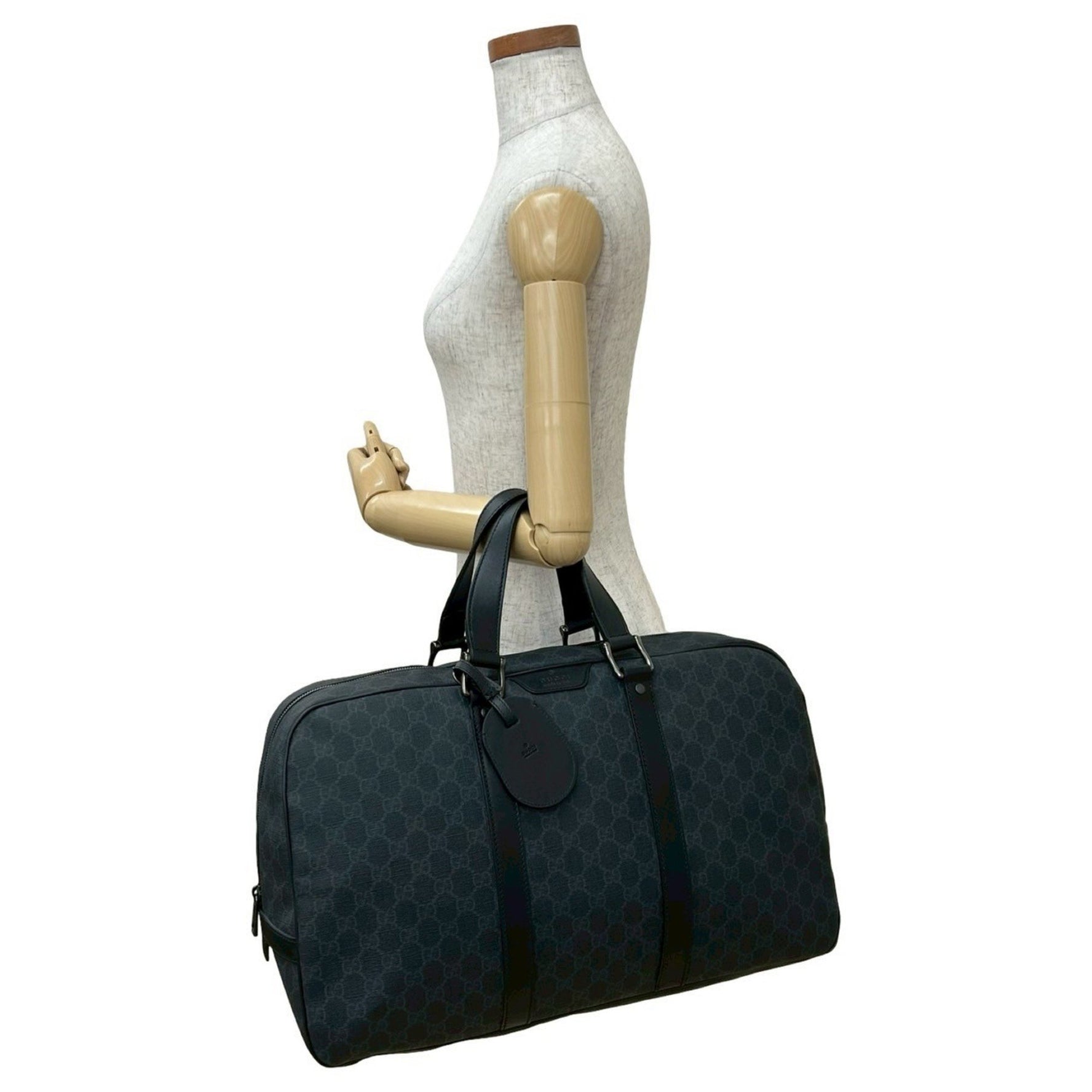 GUCCI GG Supreme logo-embossed leather Boston bag, handbag, or tote bag in