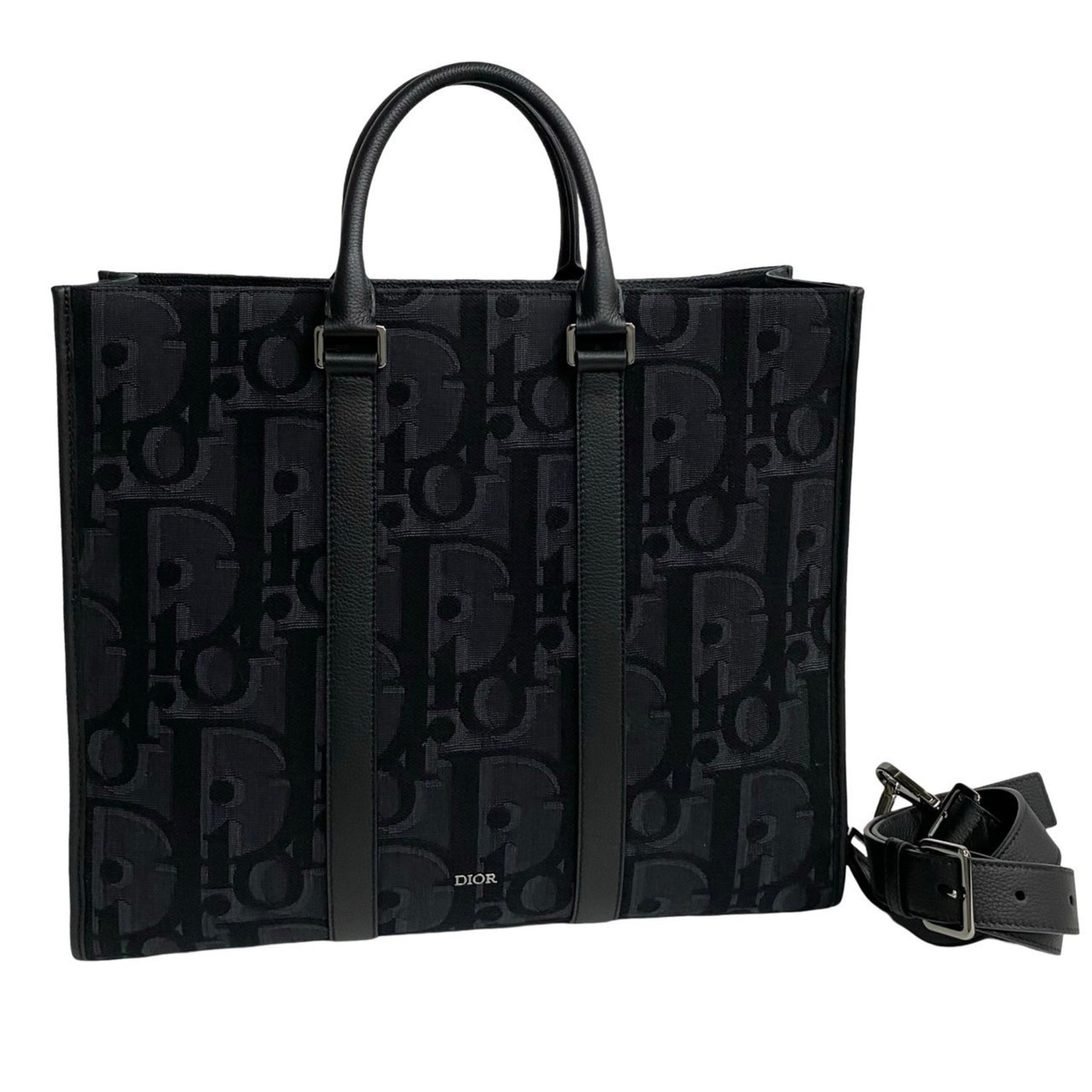 Christian Dior East West Trotter Leather and Canvas Tote Bag, Size Fits Sizes