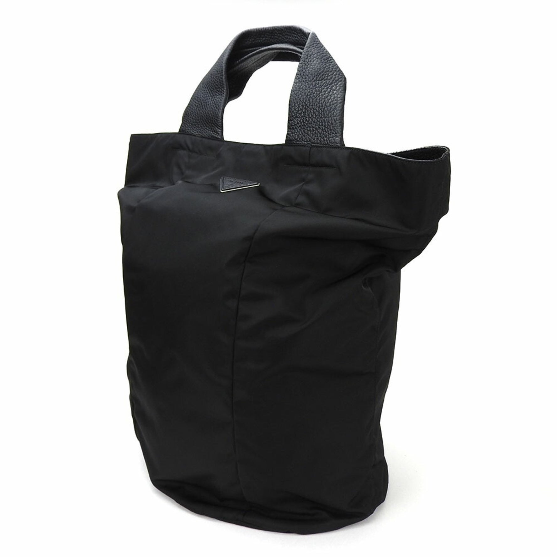 Prada tote bag shoulder large nylon black leather ladies PRADA NERO