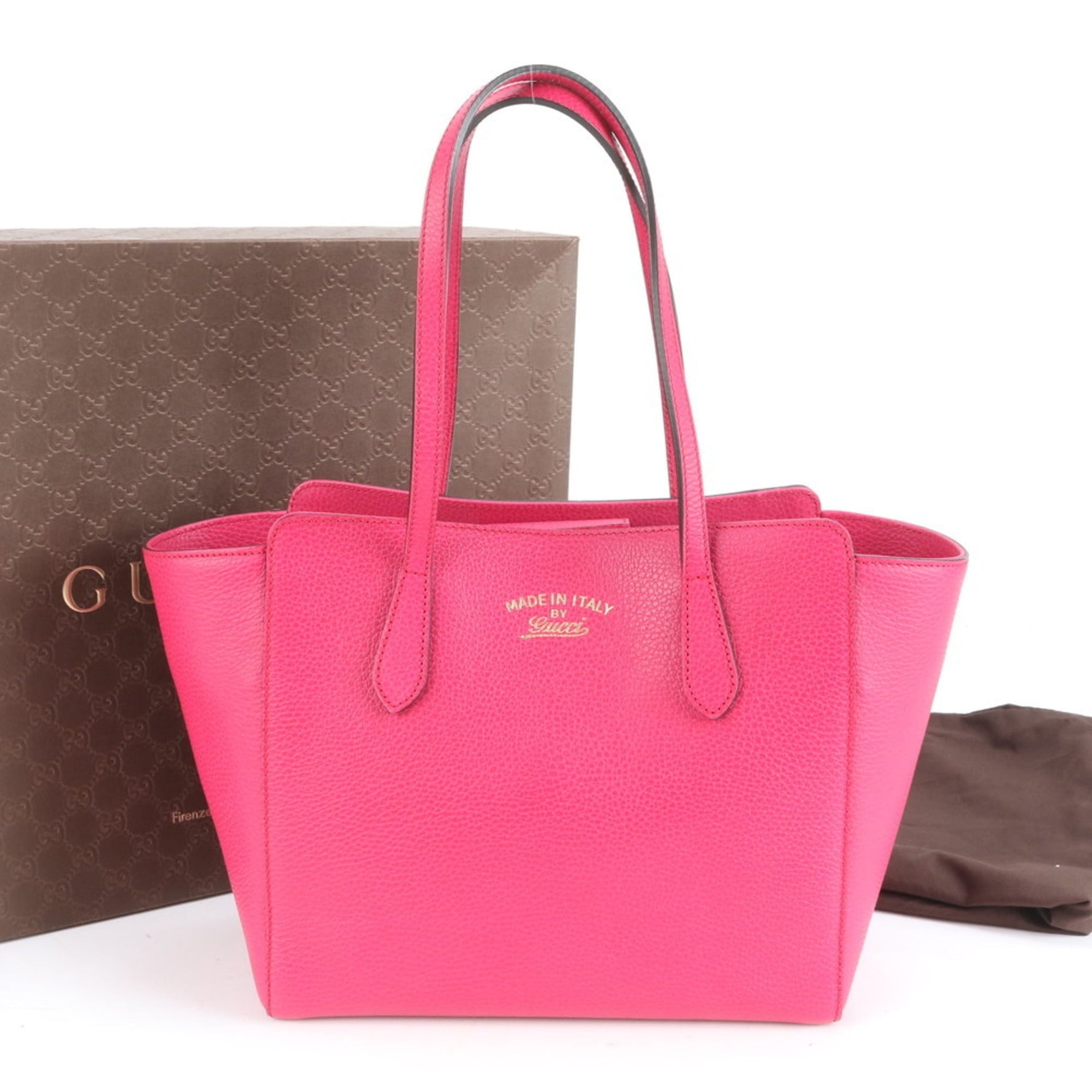Gucci Swing Leather Tote Bag with Control Card, Shoulder Bag