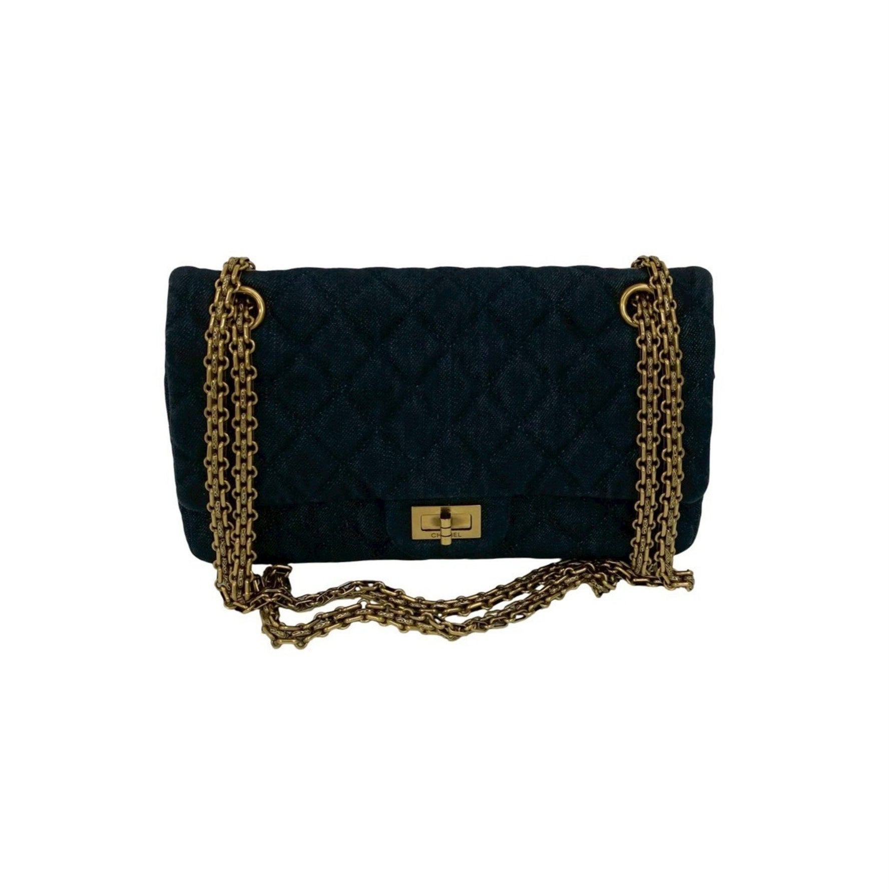 Seal No. 22 CHANEL 2.55 Matelasse Double Flap Denim Chain Shoulder Bag 143-2