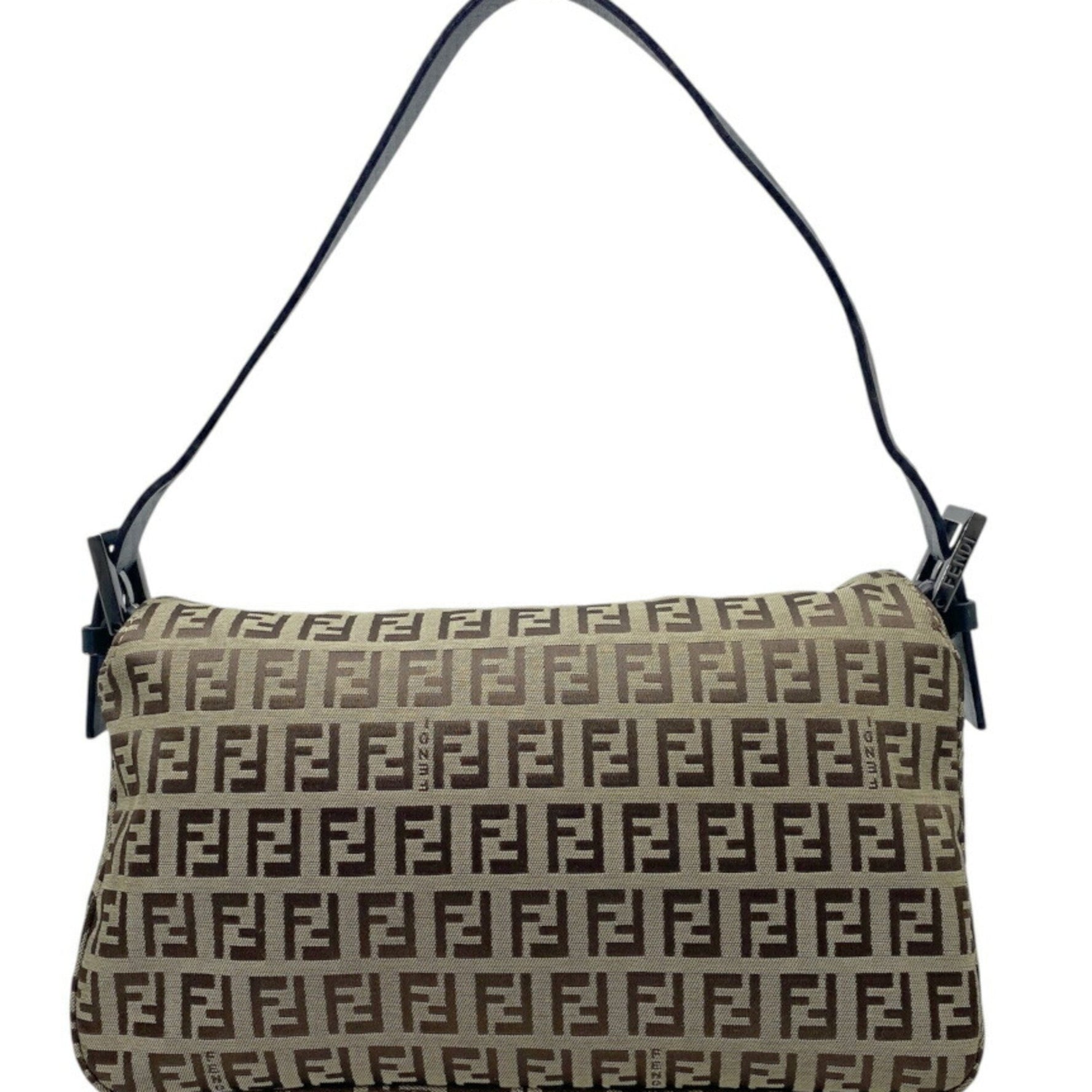 FENDI Mamma Bucket Zucchino Canvas and Leather Brown Handbag Bag 8DR003 Beige for Men Women