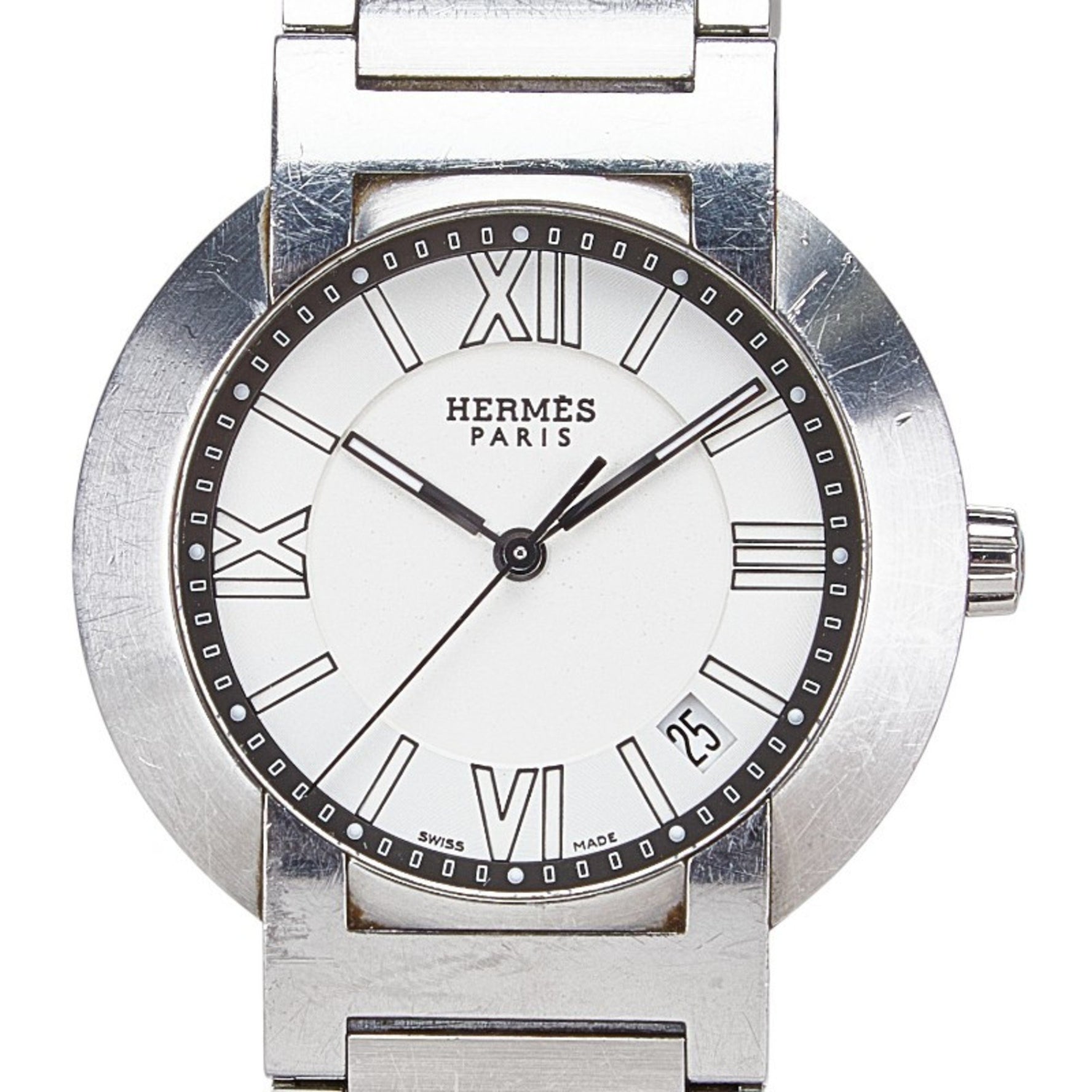 Hermes Nomade Watch NO1.710 Kinetic White Dial Stainless Steel Men's HERMES