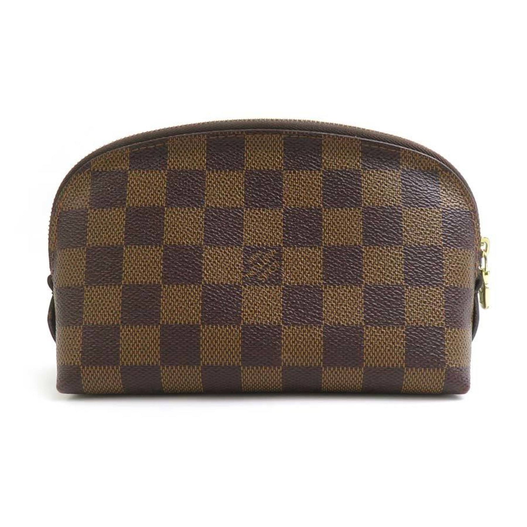 Louis Vuitton Pouch Bag Damier Pochette Tick Canvas Brown Gold