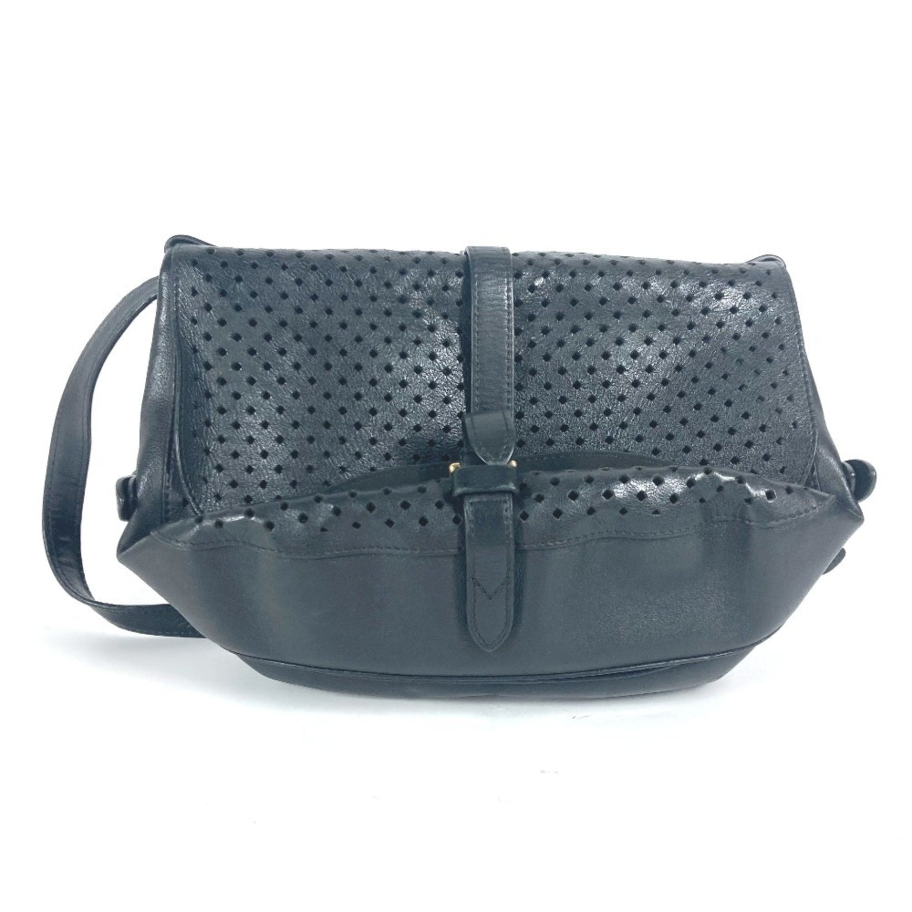 LOUIS VUITTON M94072 Perforated Flore Saumur 30 Shoulder Bag in Calfskin Leather, Noir and Black