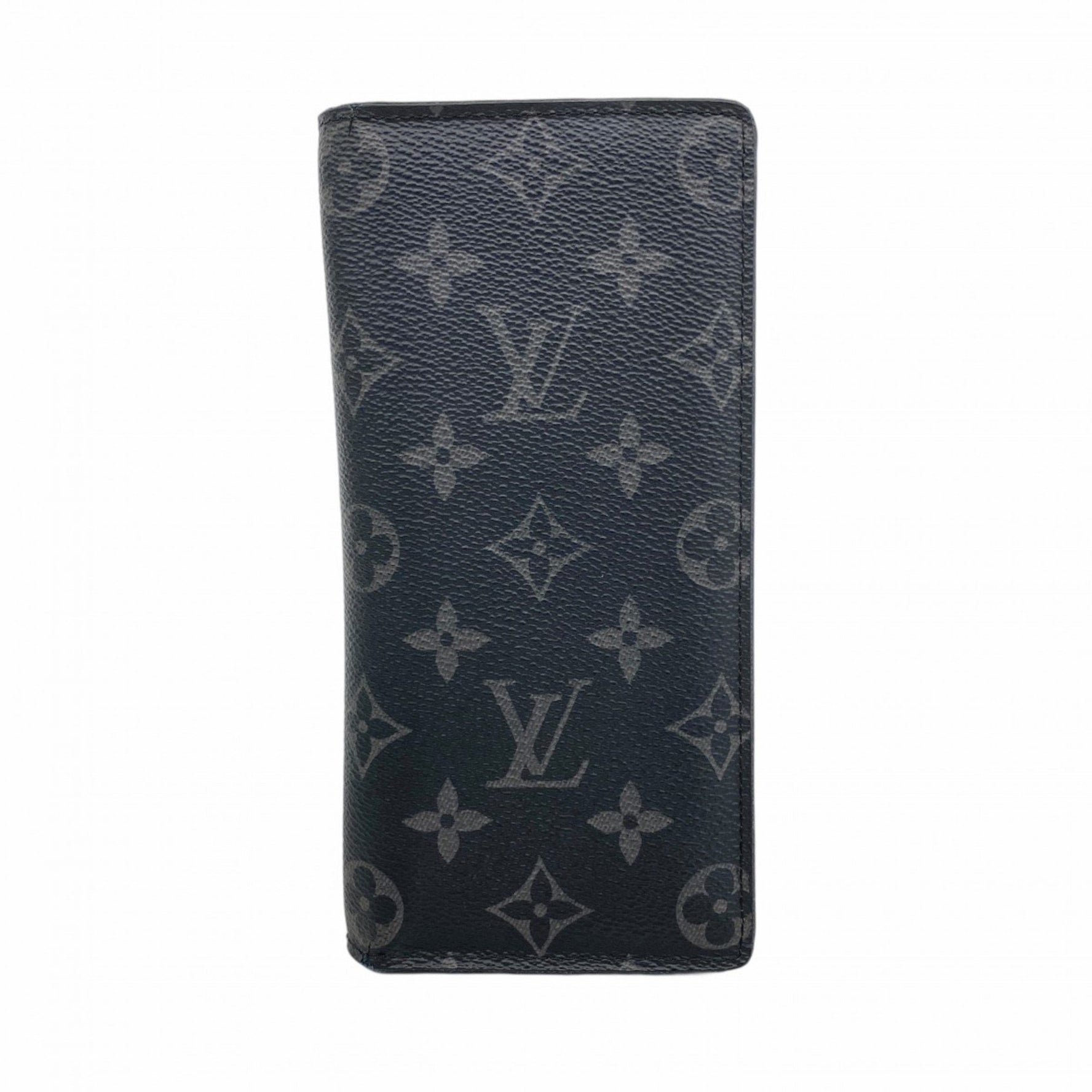 Louis Vuitton Monogram Eclipse Portefeuille Brazza Long Wallet M61697 Black Men's