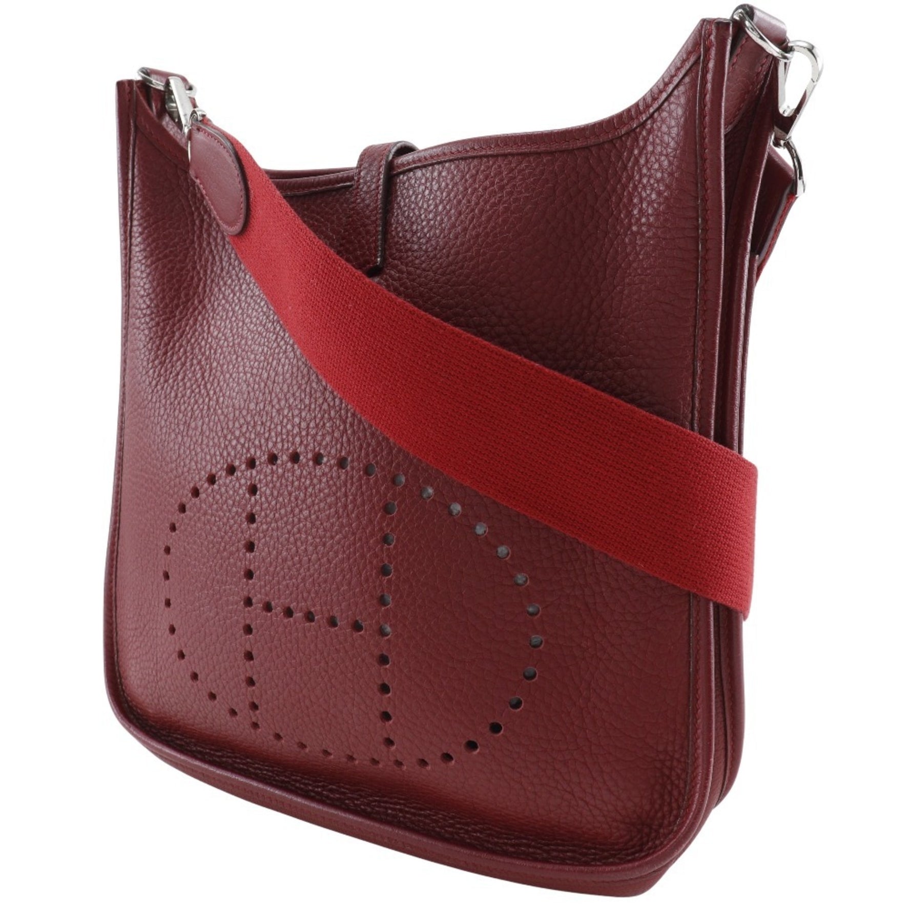 Hermes Evelyn Shoulder Bag Taurillon Clemence 2006 Red/□J Snap Button 2 PM