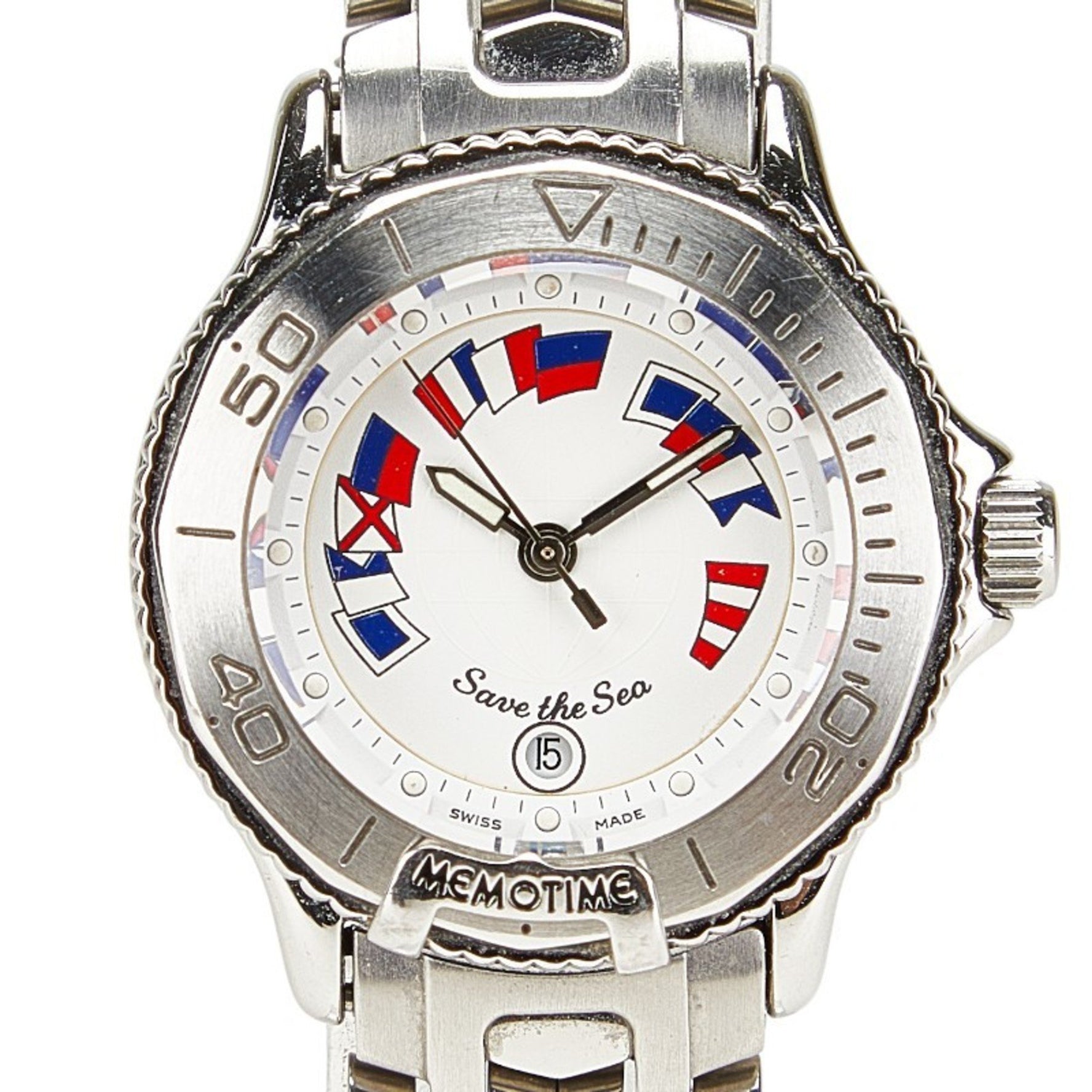 Corum Memo Time Save the Sea Quartz Watch with White Dial and Stainless Steel Sophia Crystal