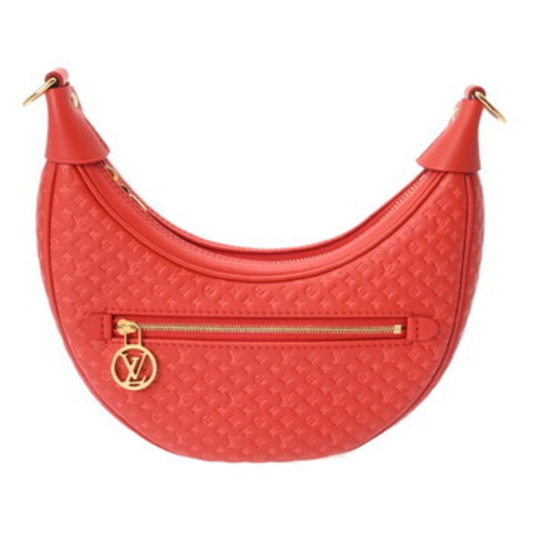 LOUIS VUITTON Louis Vuitton Loop Nanogram Red Leather Shoulder Bag, Like New
