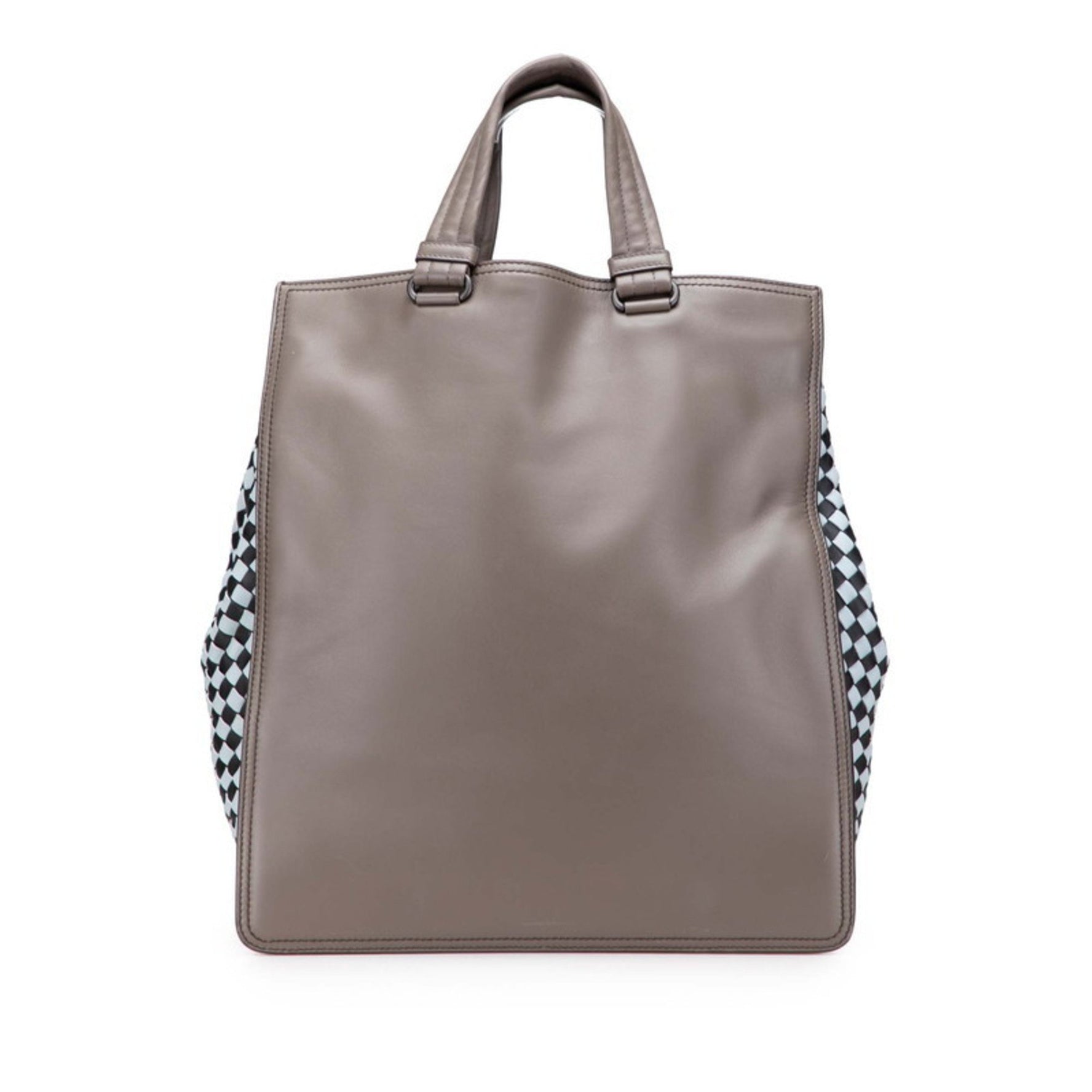 Bottega Veneta Intrecciato Tote Bag, Gray and Black Leather