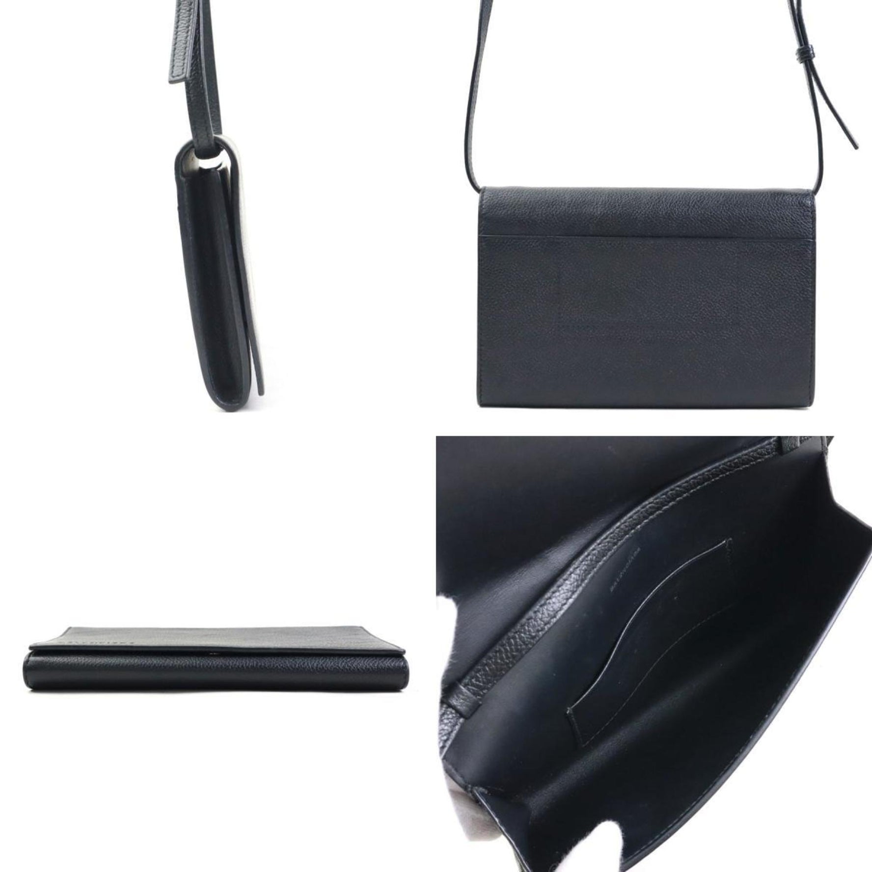 Balenciaga BALENCIAGA Shoulder Bag Pouch Leather Black Women's h31332a