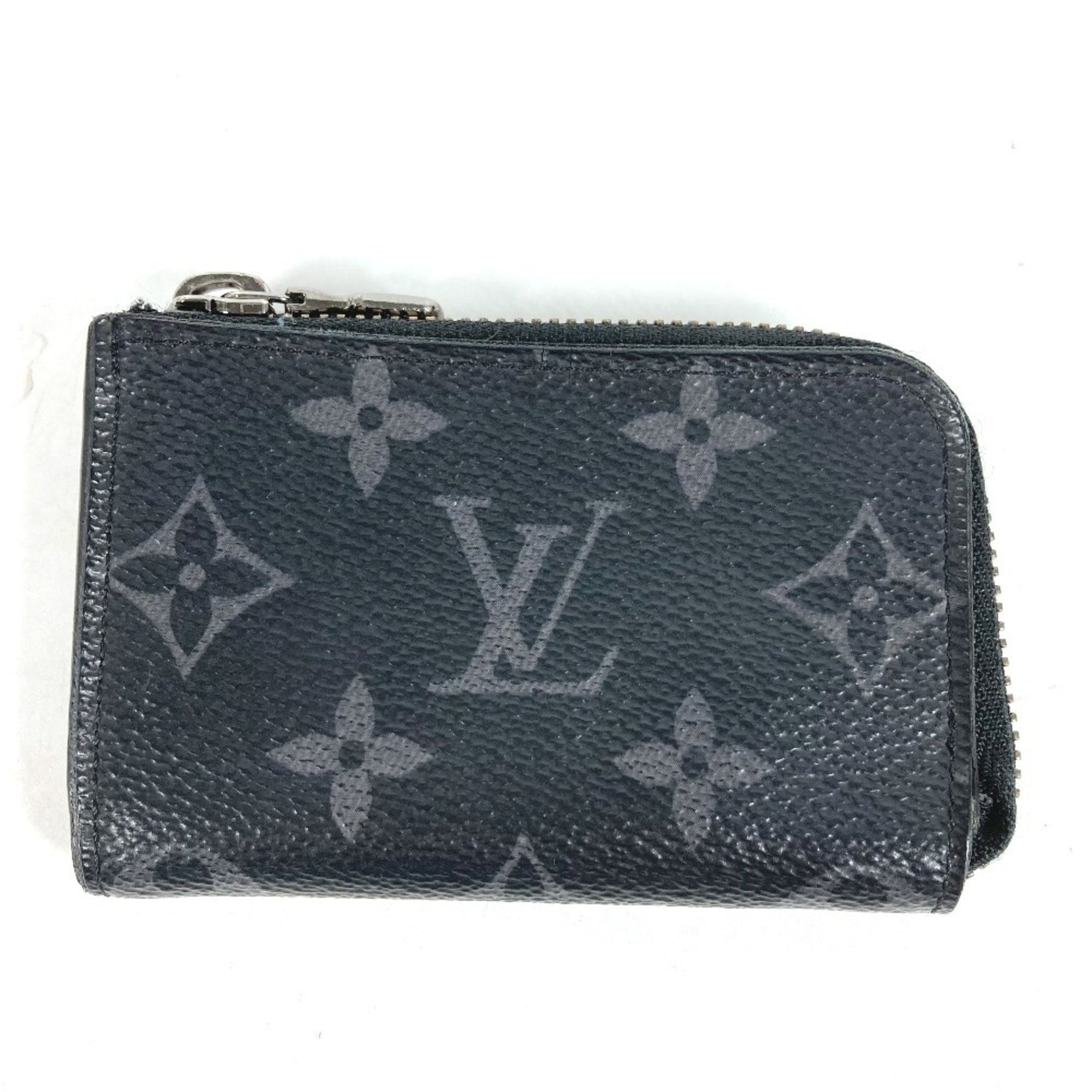 LOUIS VUITTON M63536 Monogram Eclipse Porte Monnaie Jour L-shaped zipper wallet/coin purse in canvas, men's, black