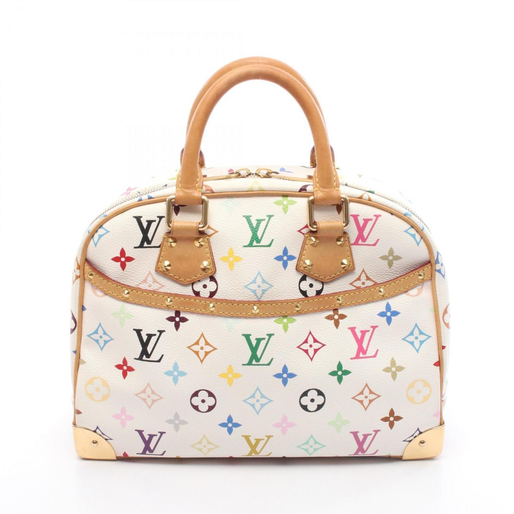 Louis Vuitton Trouville Handbag in Coated Canvas and Leather, Monogram Multicolore, White