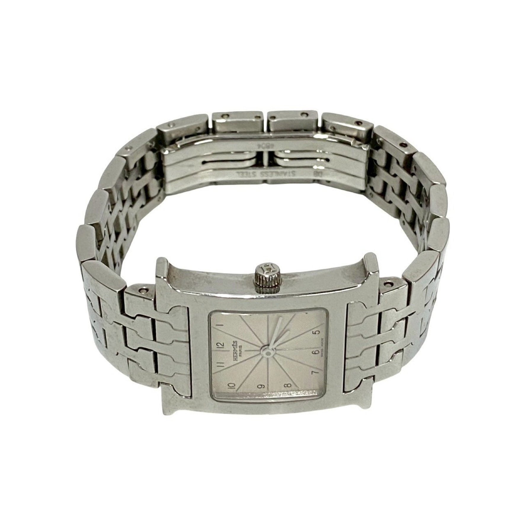 HERMES H Watch Stainless Steel Wristwatch for Men and Women, Silver,