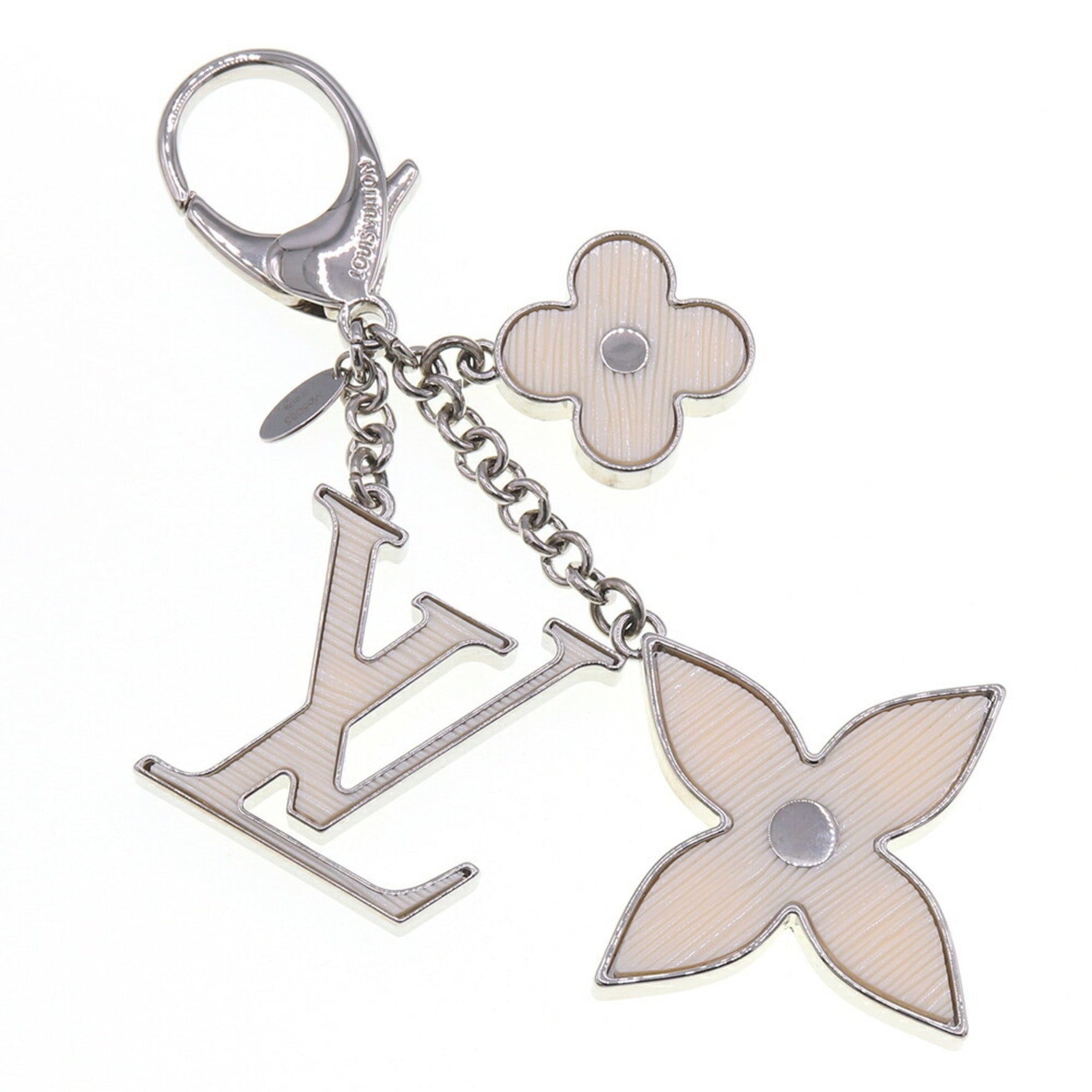 Louis Vuitton Bag Charm, Bijoux Sac Fleur Duepi Ivory Key Ring, Keychain, White