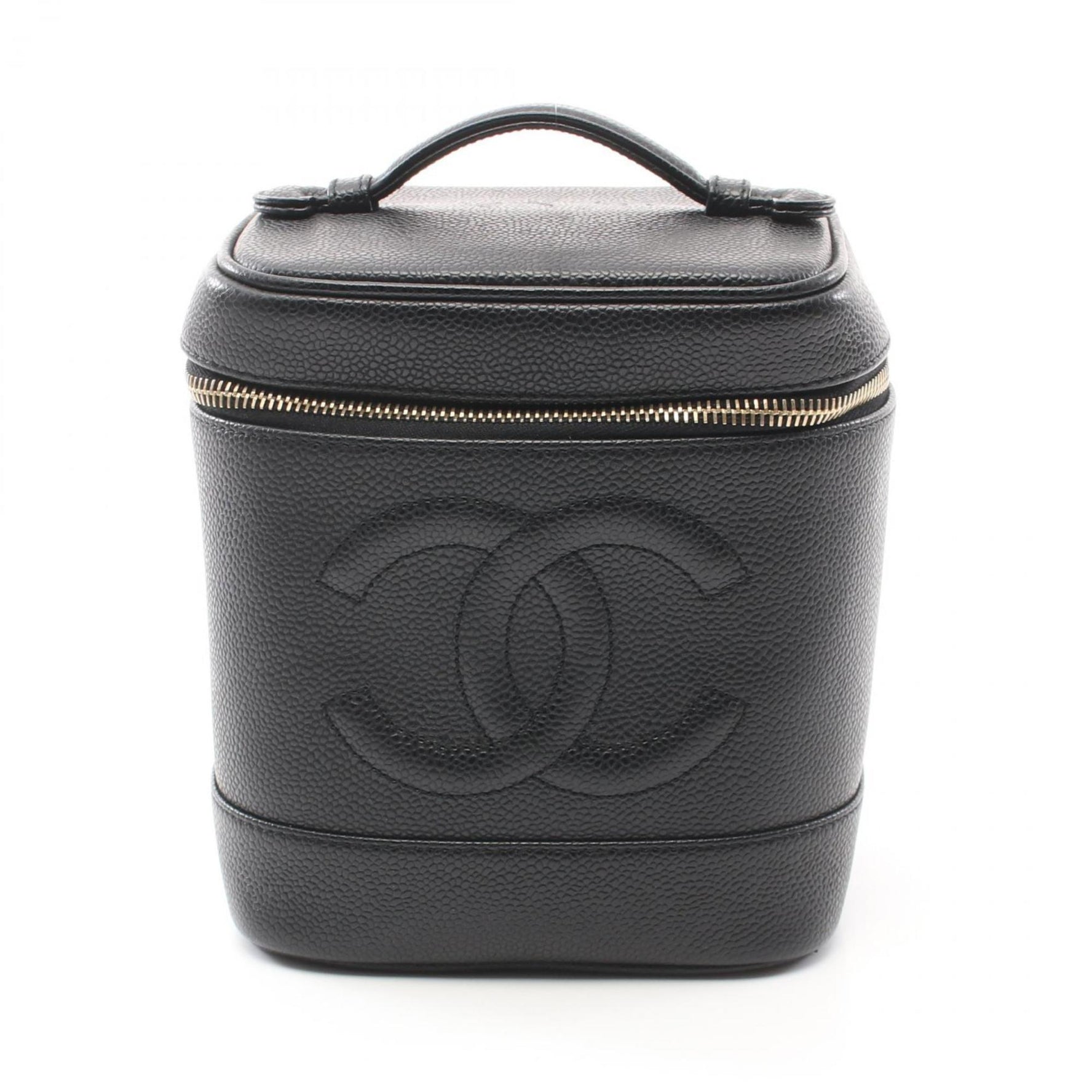 CHANEL Coco Mark Handbag Bag Leather Women's Black A01998