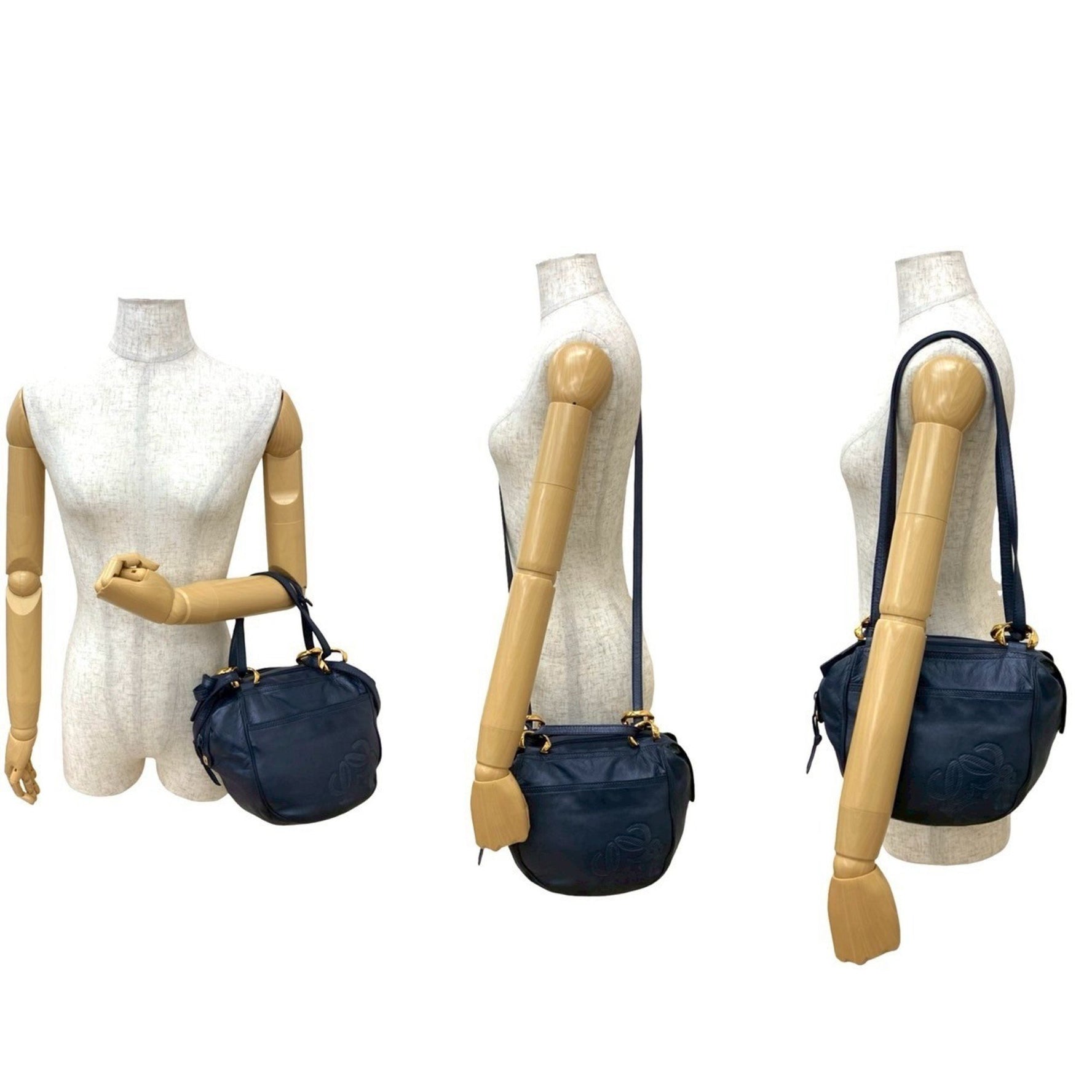 LOEWE Vintage Anagram Logo Nappa Leather Handbag/Shoulder Bag, 131-2