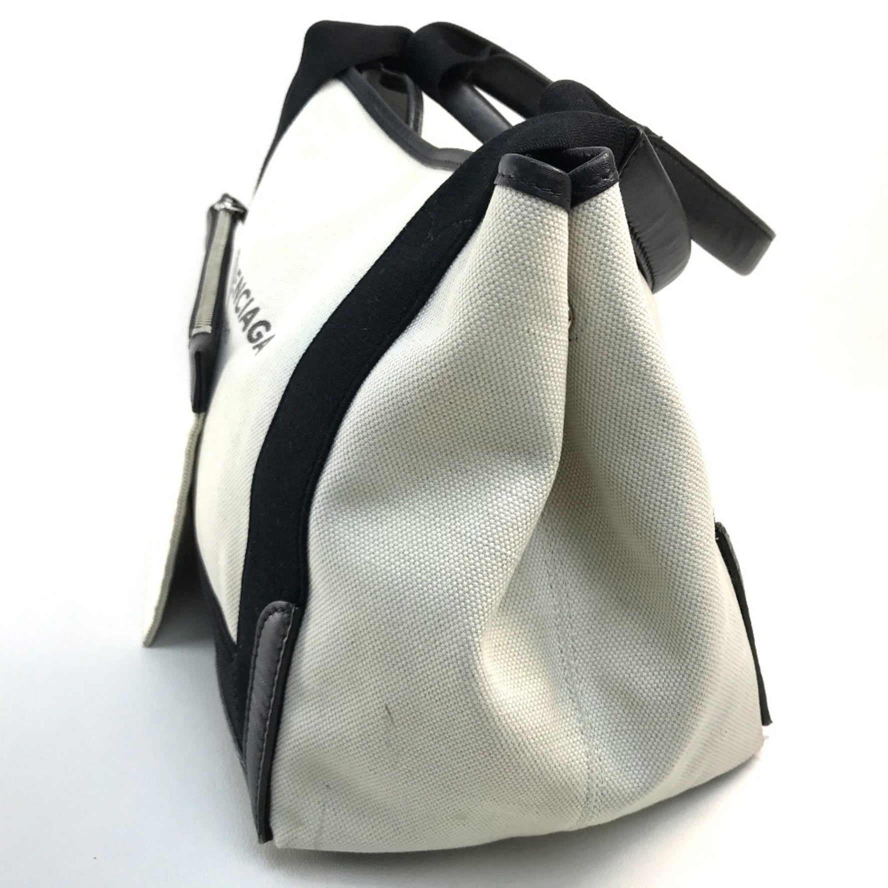 Balenciaga Bag Logo Tote Bag Hand Bag White x Black